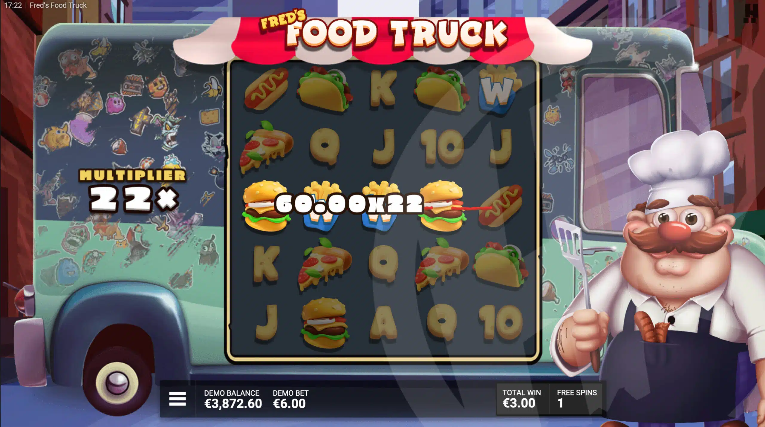 Fred's Food Truck Small Menu Free Spins Feature
