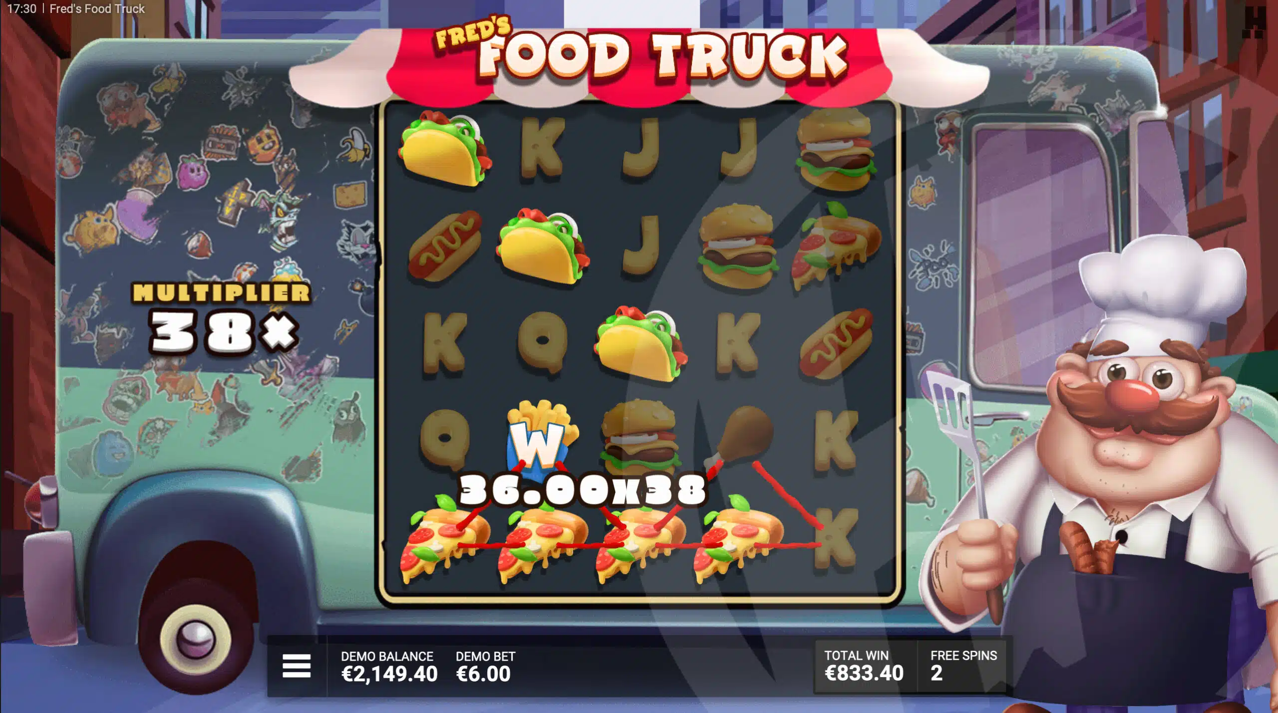 Fred's Food Truck Big Menu Free Spins Feature