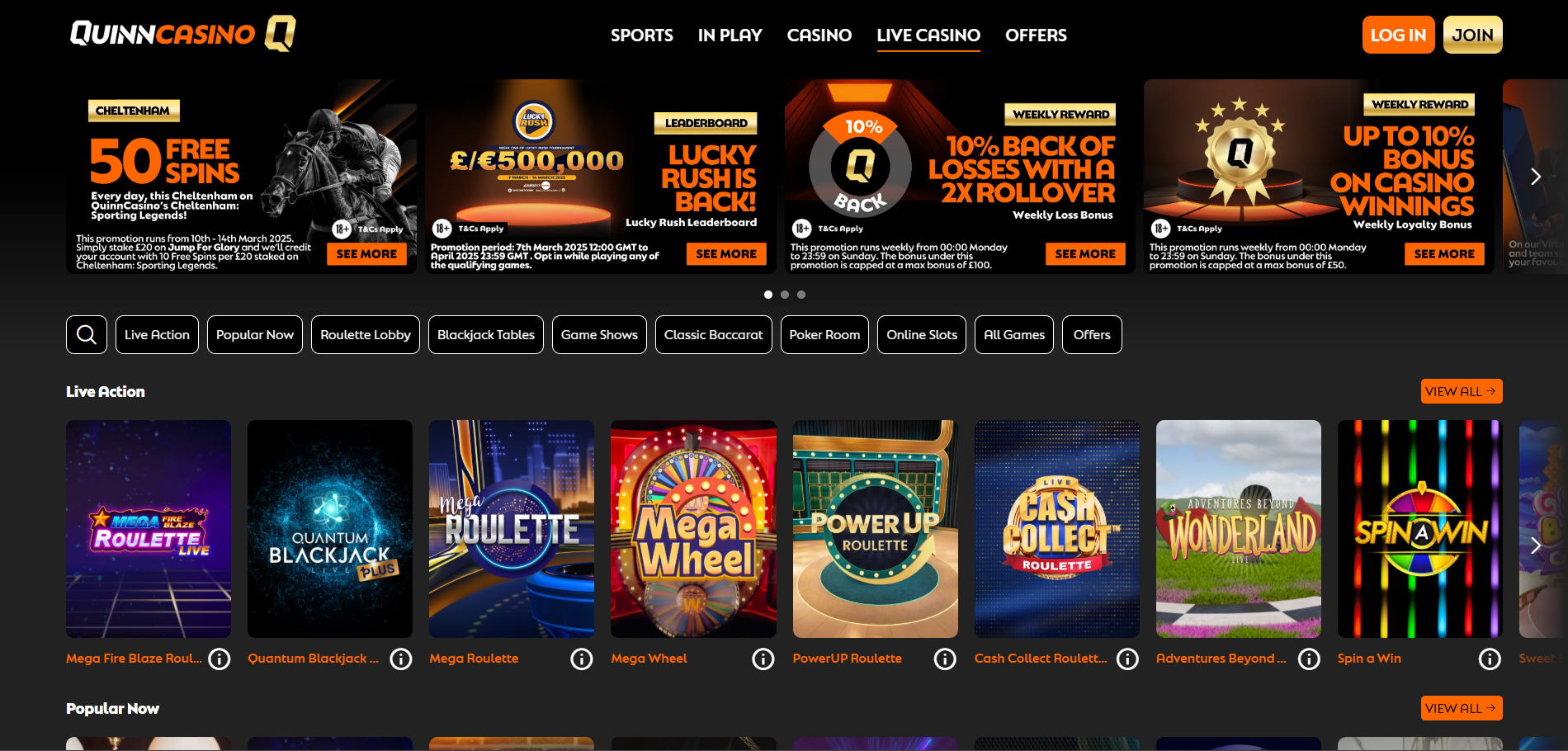 Quinn Casino Live Casino