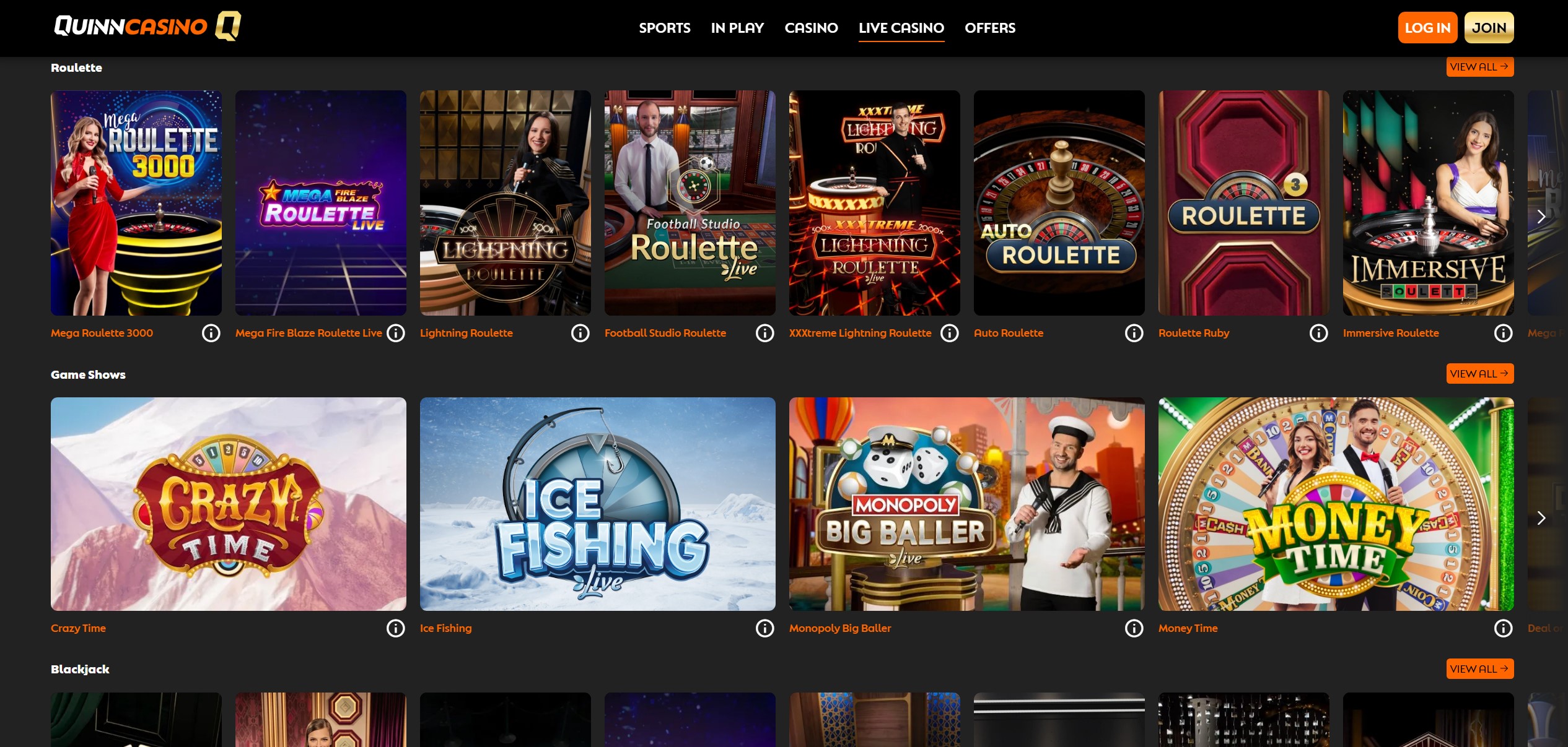 QuinnCasino Live Casino