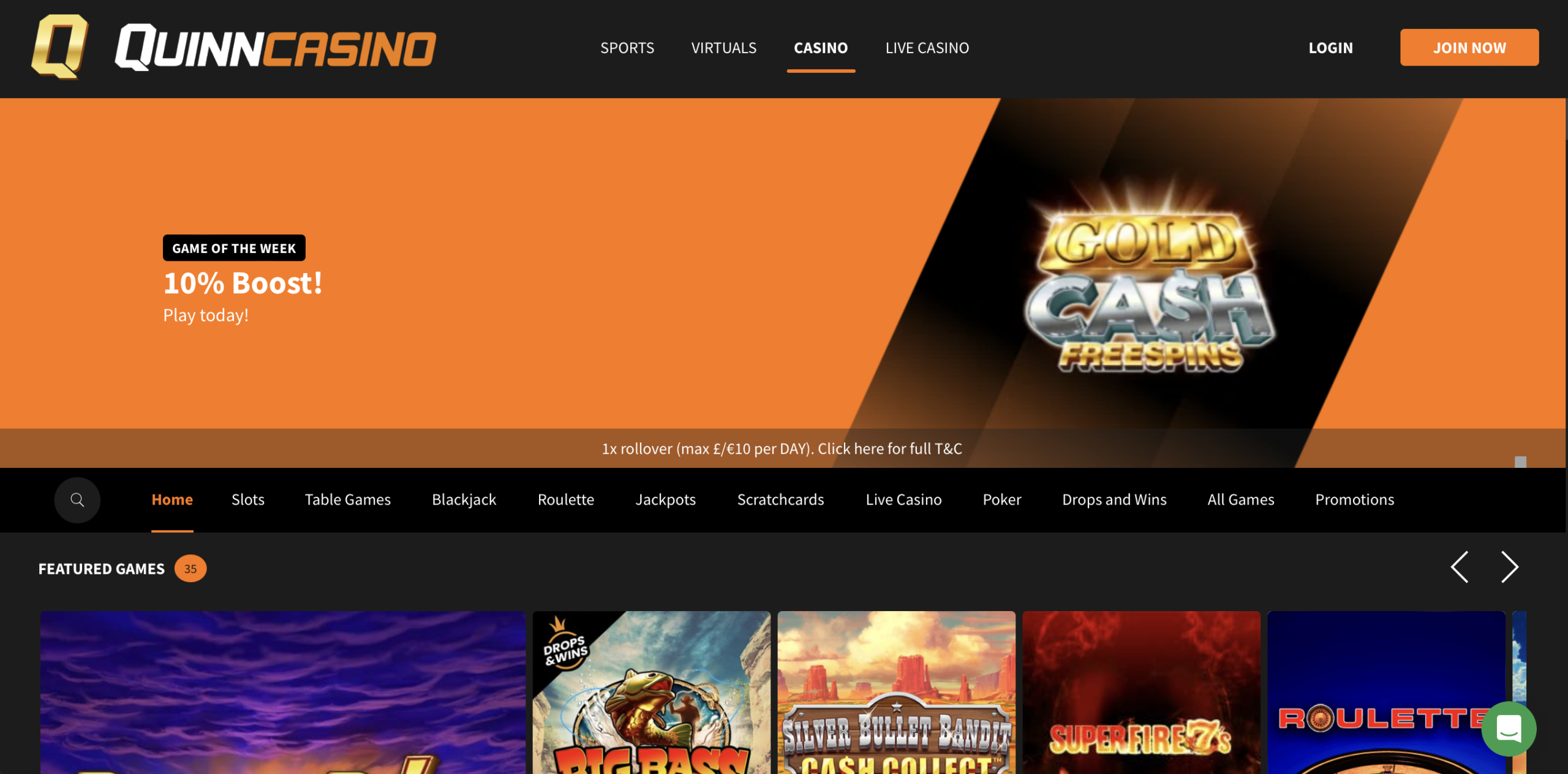 QuinnCasino Homepage