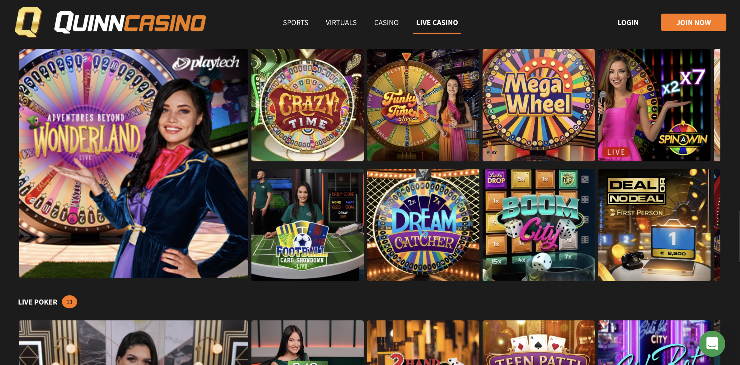 QuinnCasino Live Casino