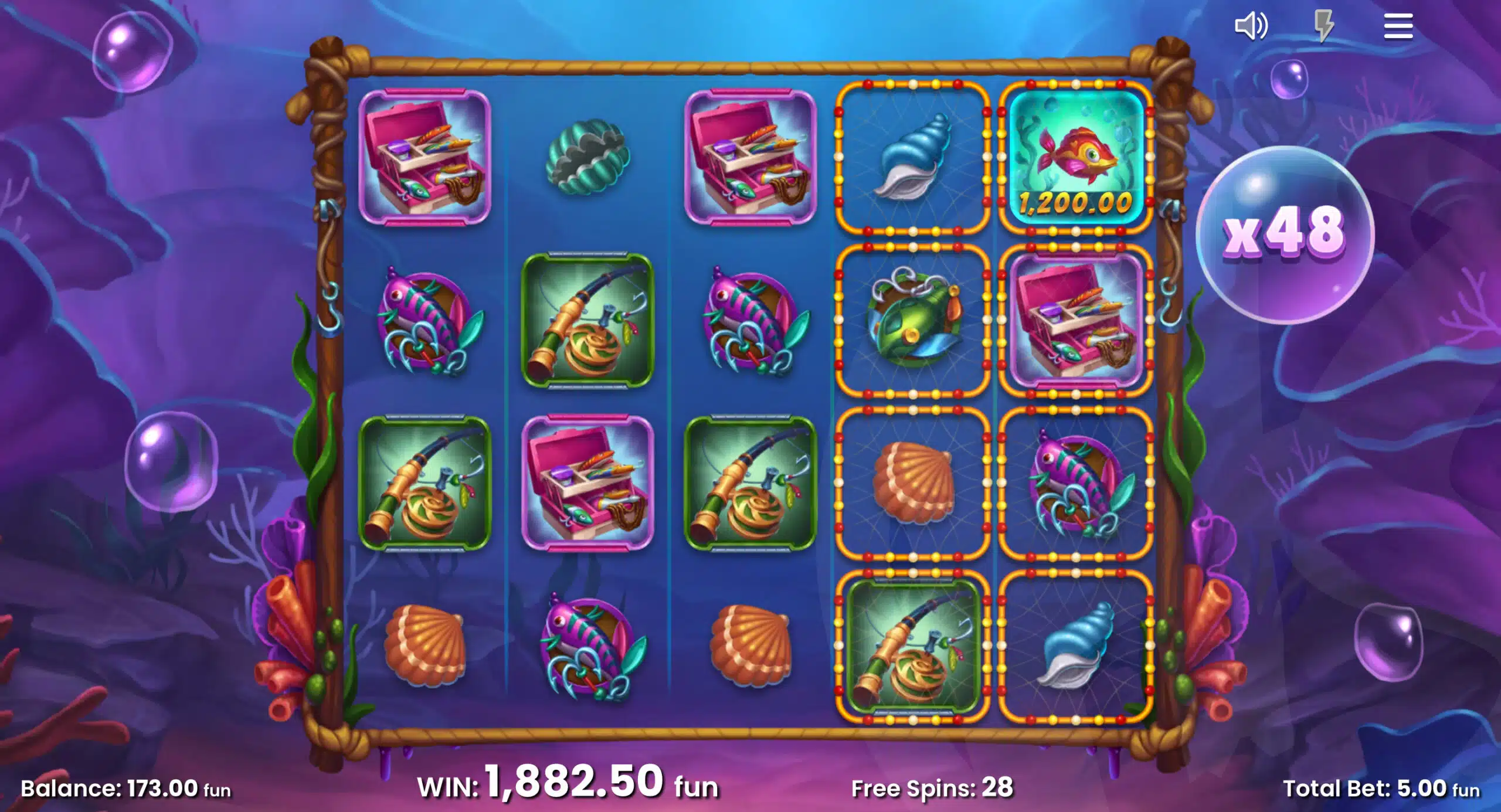 Free Spins Continue For As Long as Net Symbols Remain on the Reels, With the Total Multiplier Increasing by +1 For Each Nudge