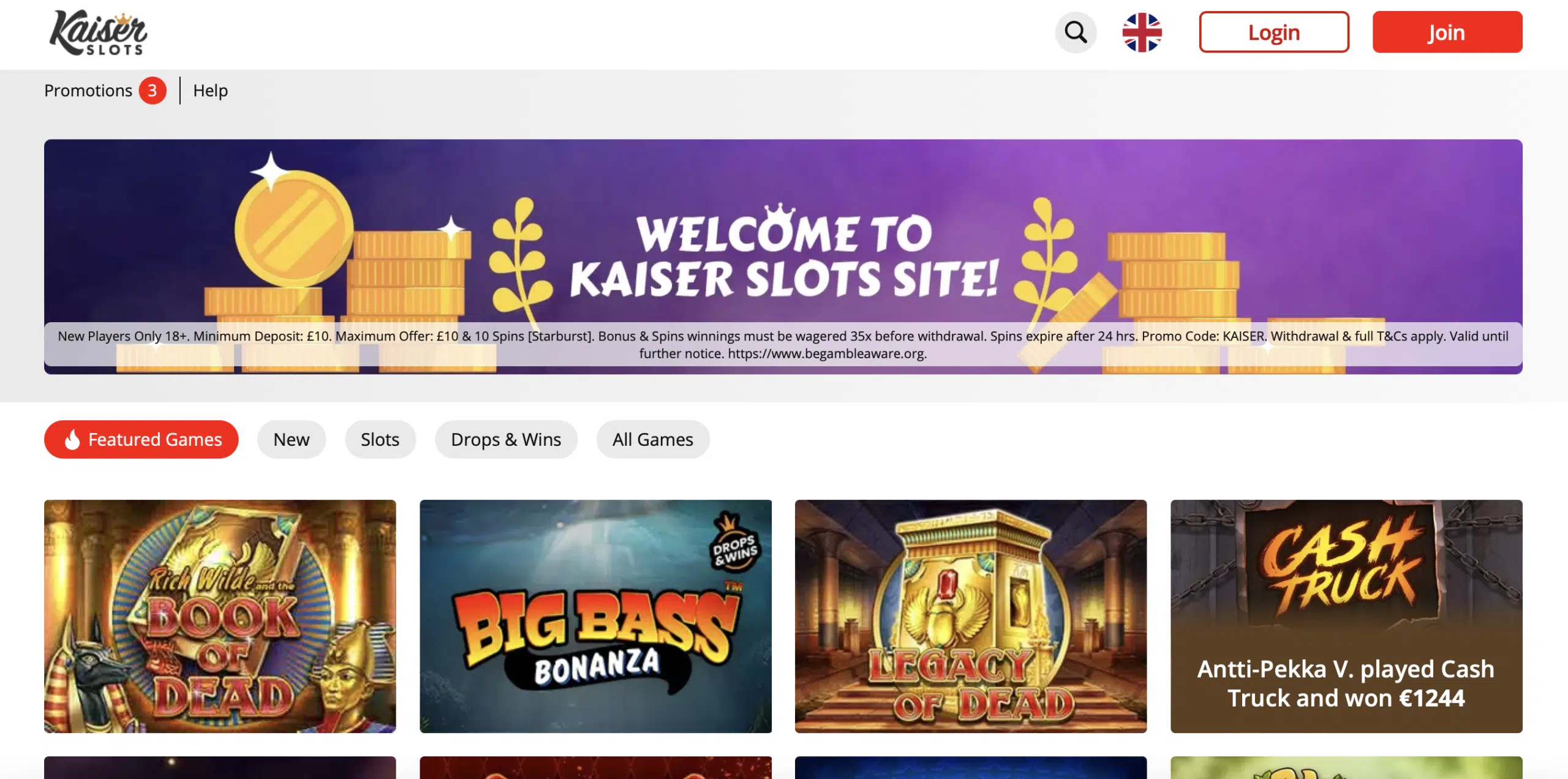 Kaiser Slots Homepage
