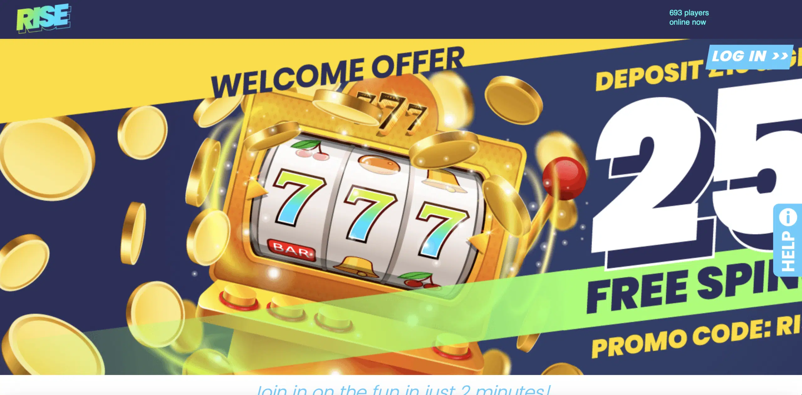 Rise Casino Homepage