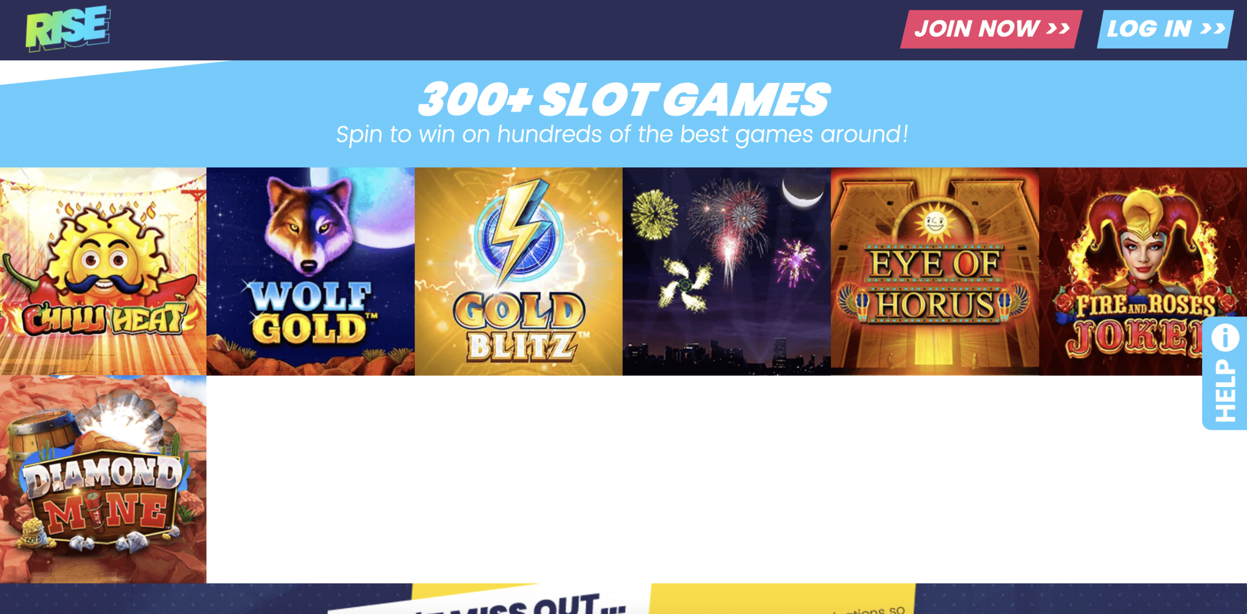 Rise Casino Game Selection