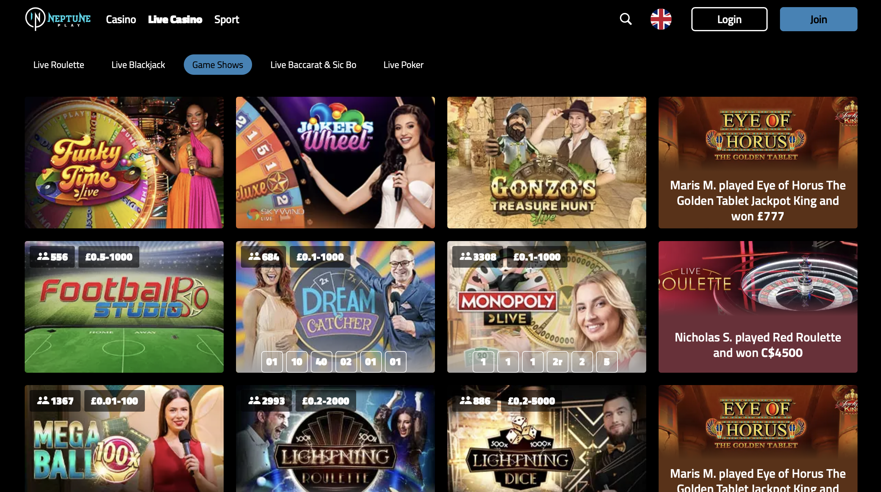 Neptuneplay Live Casino