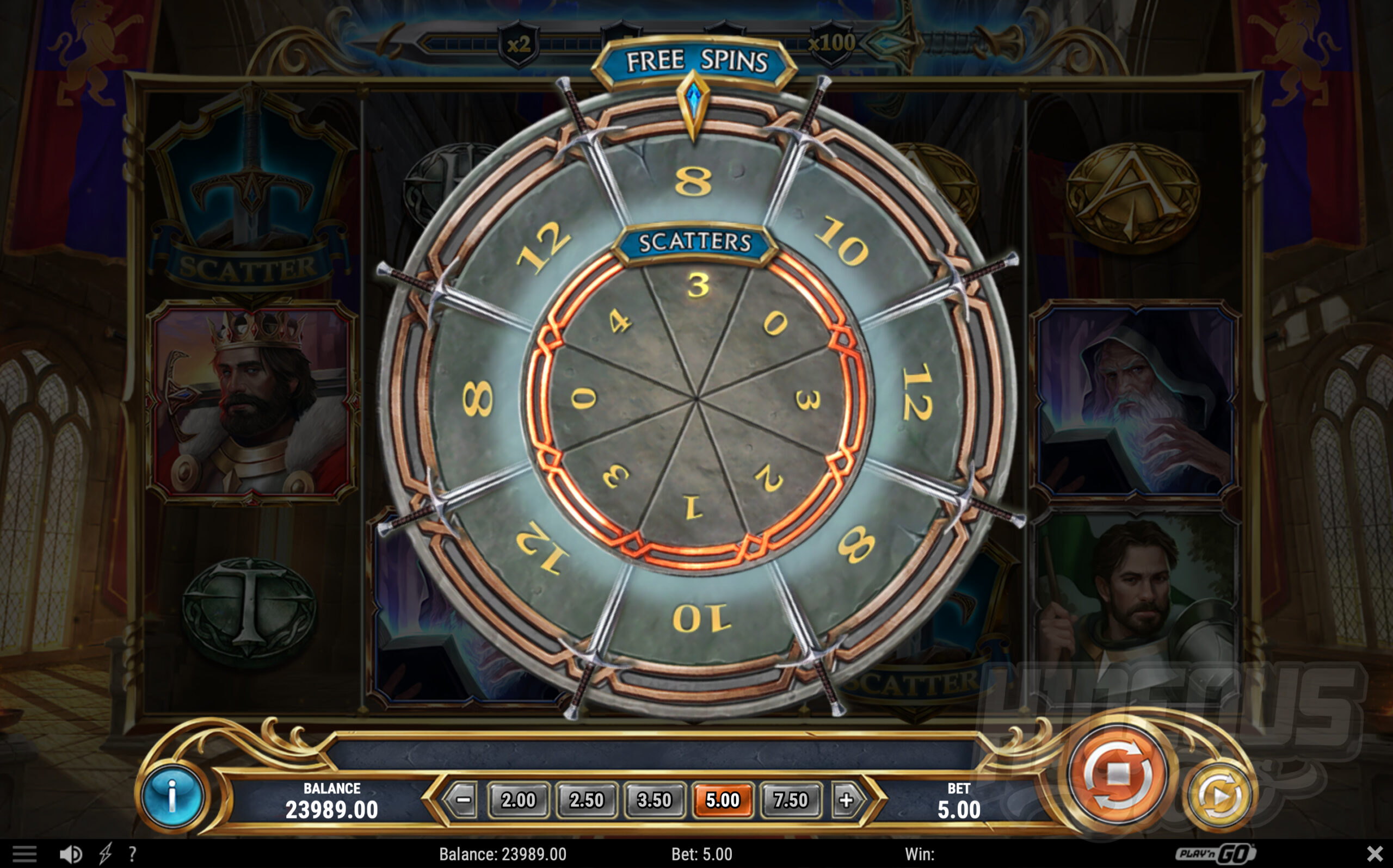 The Round Table Wheel Will Determine the Initial Free Spins and Sword Scatters