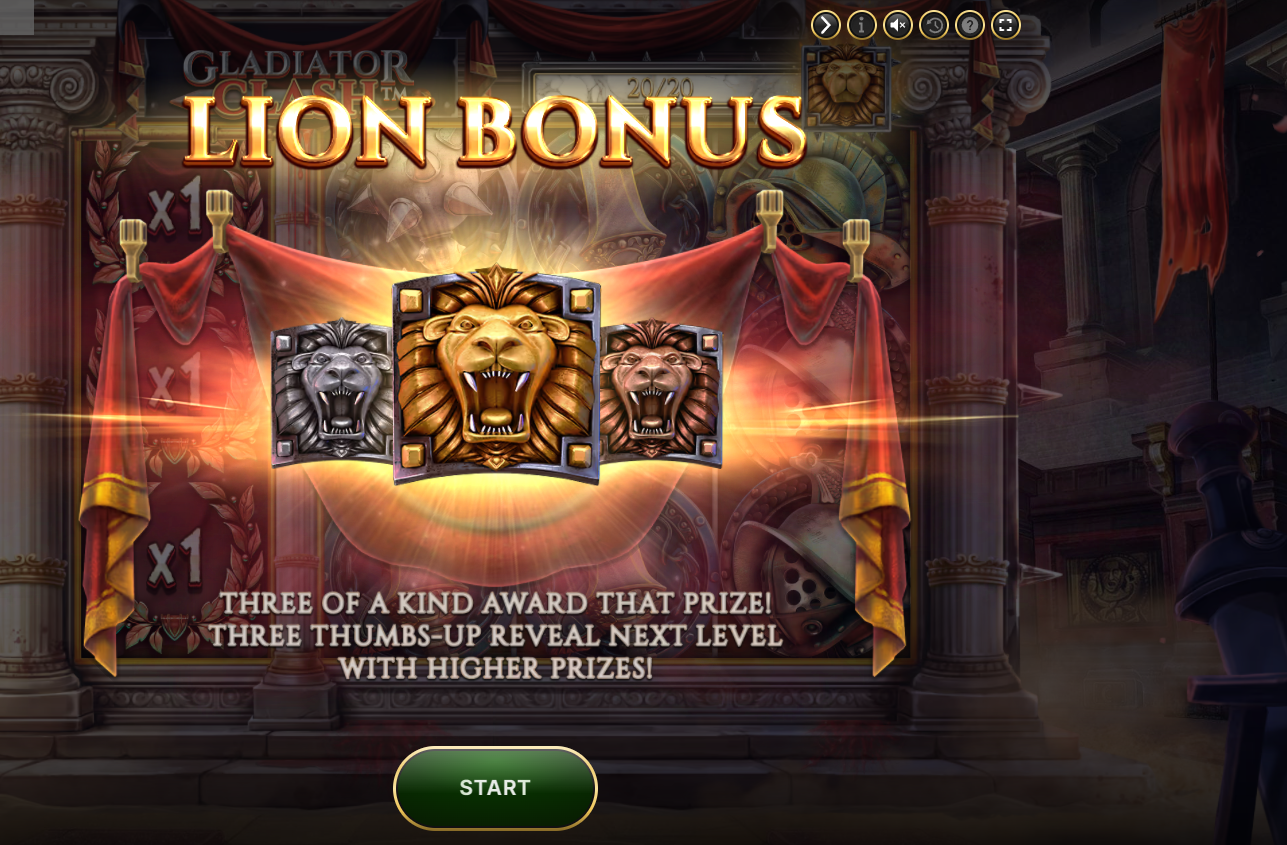 Collecting 20 lion scatters will trigger the Gladiator Clash bonus