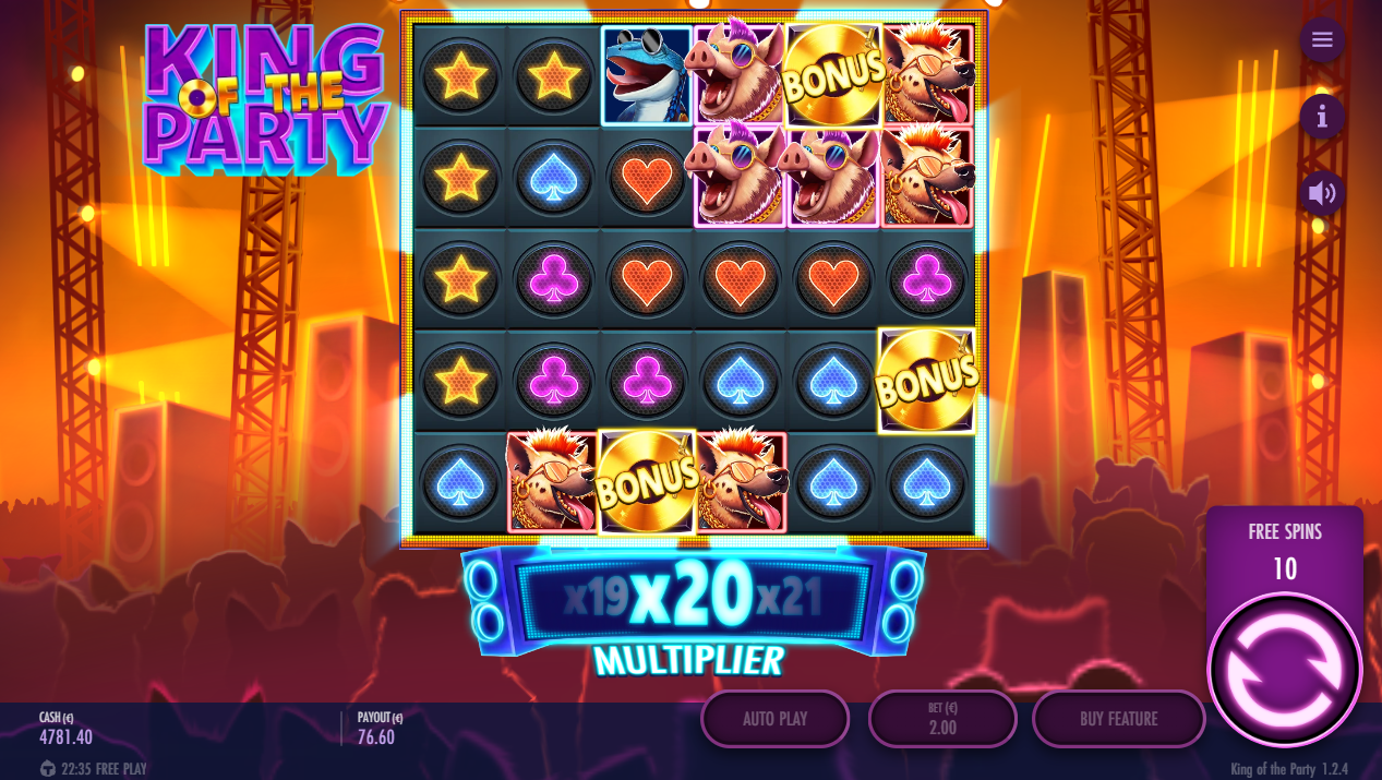 The bonus free spins allow the player to begin with the progressive multiplier earned inside the base game
