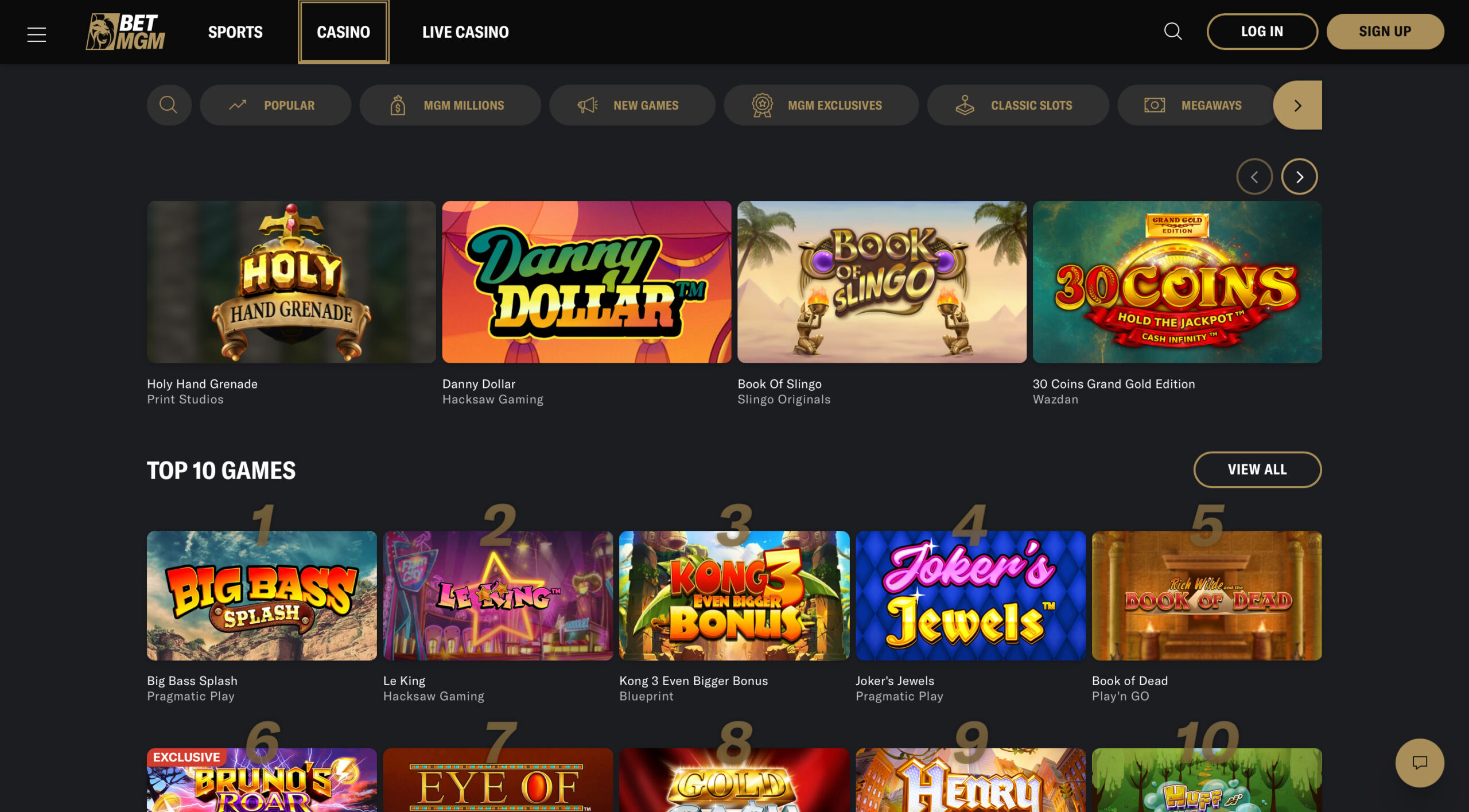 BetMGM Slot Selection