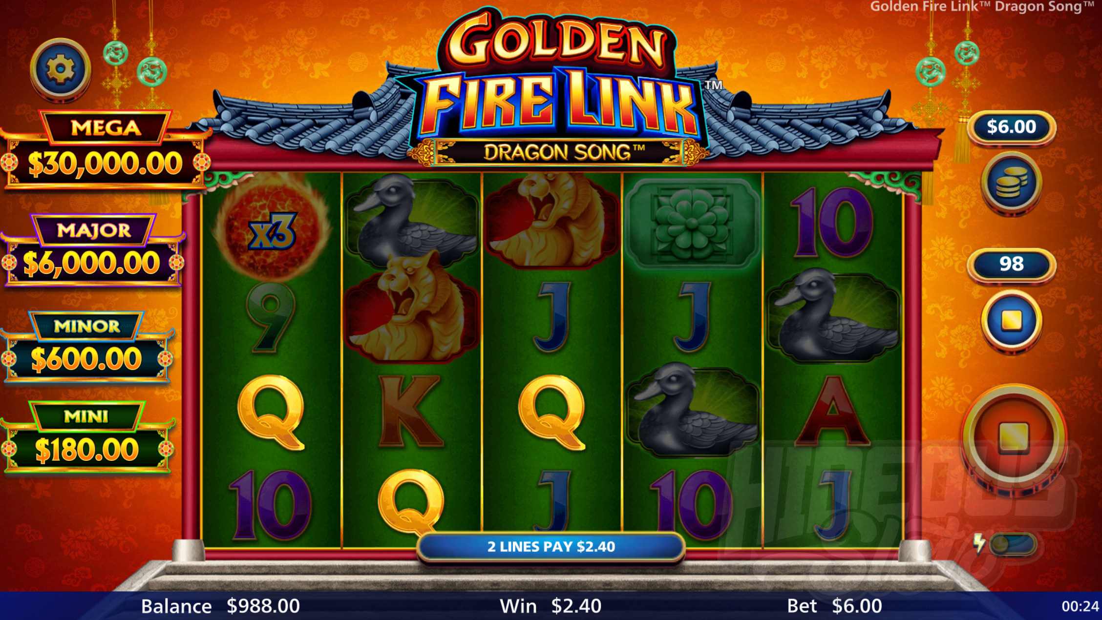 Golden Fire Link Dragon Song Offers Players a Default 50 Fixed Win Lines