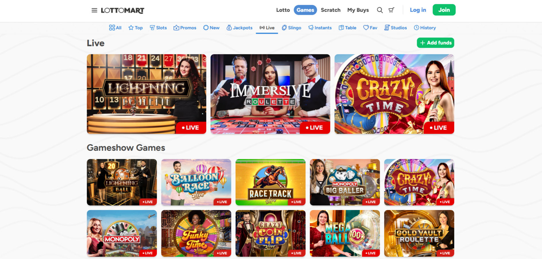 Lottomart Live Casino