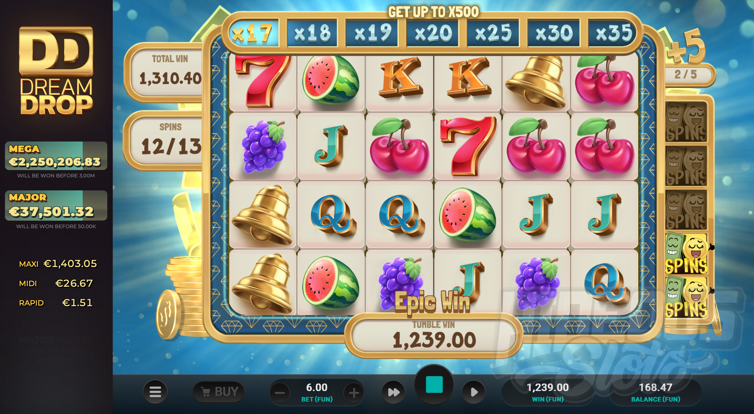 Bill & Coin Dream Drop Super Multiplier Ladder Bonus