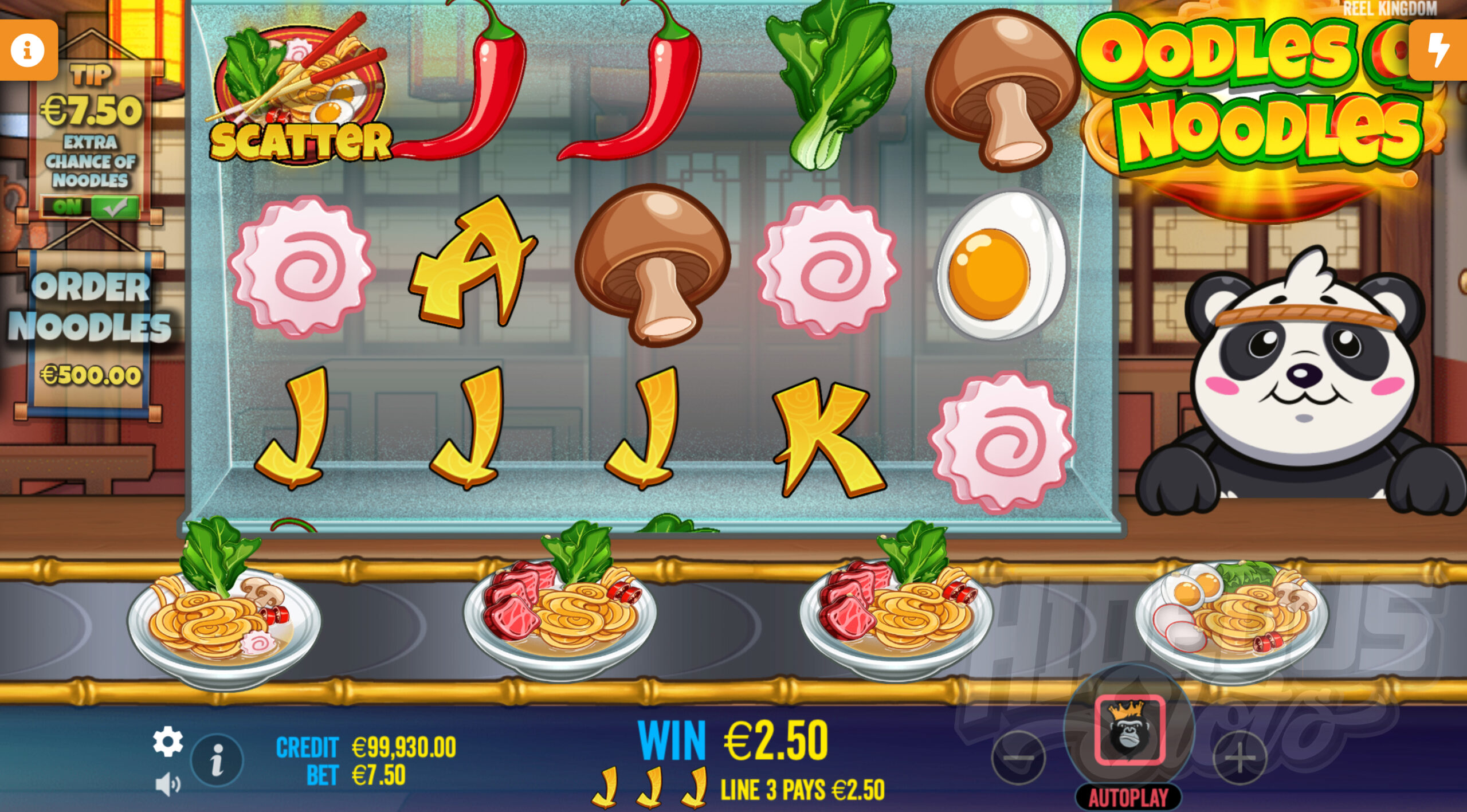 Oodles of Noodles Offers Players 10 Fixed Win Lines