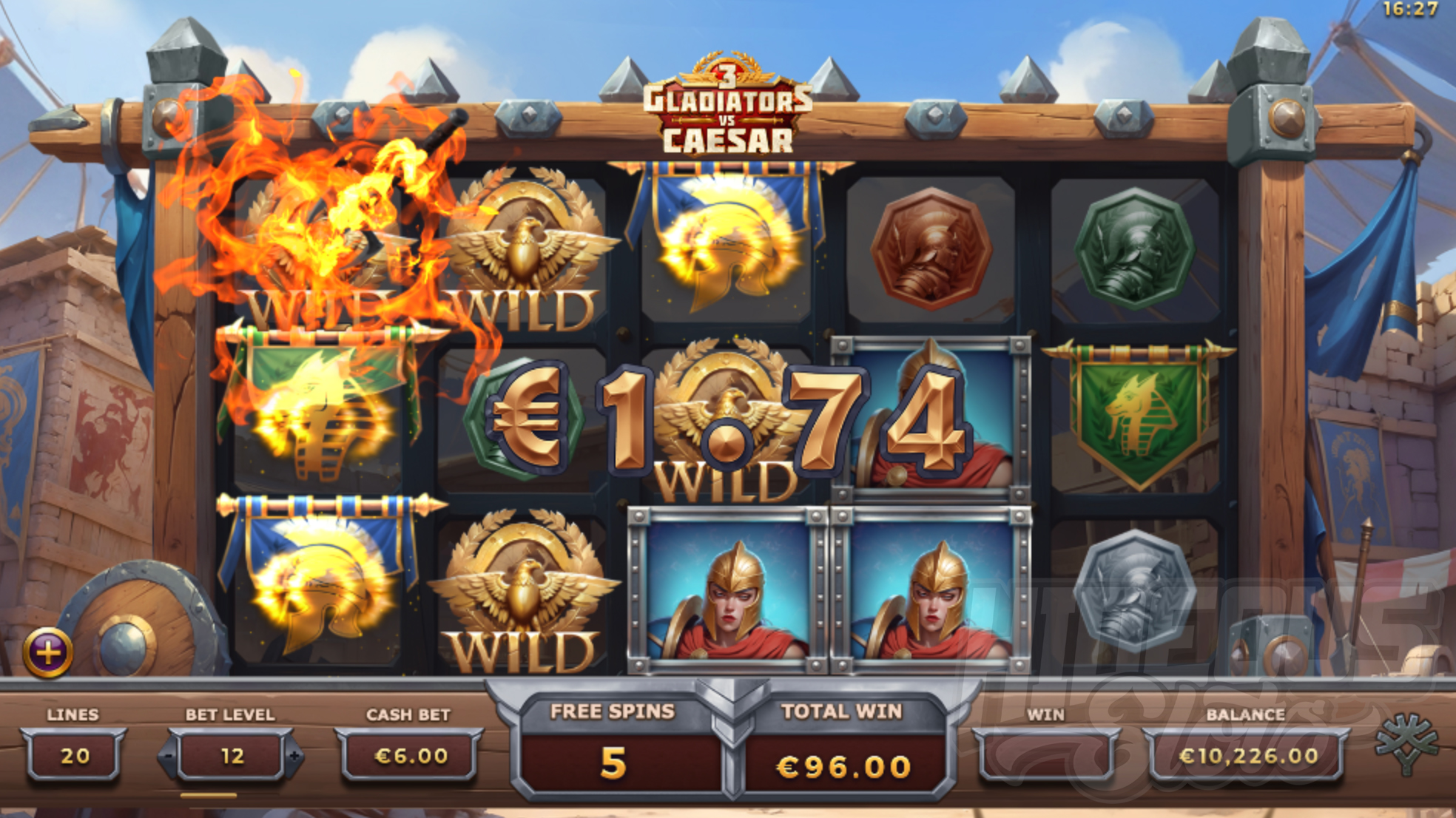 Gladiator Features Continue to be Triggered During Free Spins