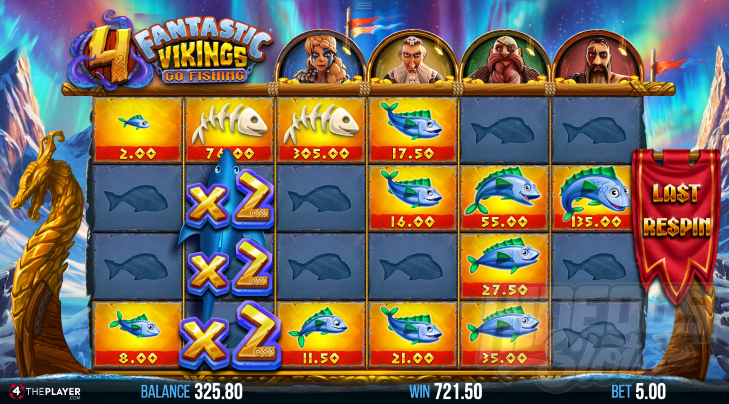 4 Fantastic Vikings Go Fishing Fighting Respin Bonus