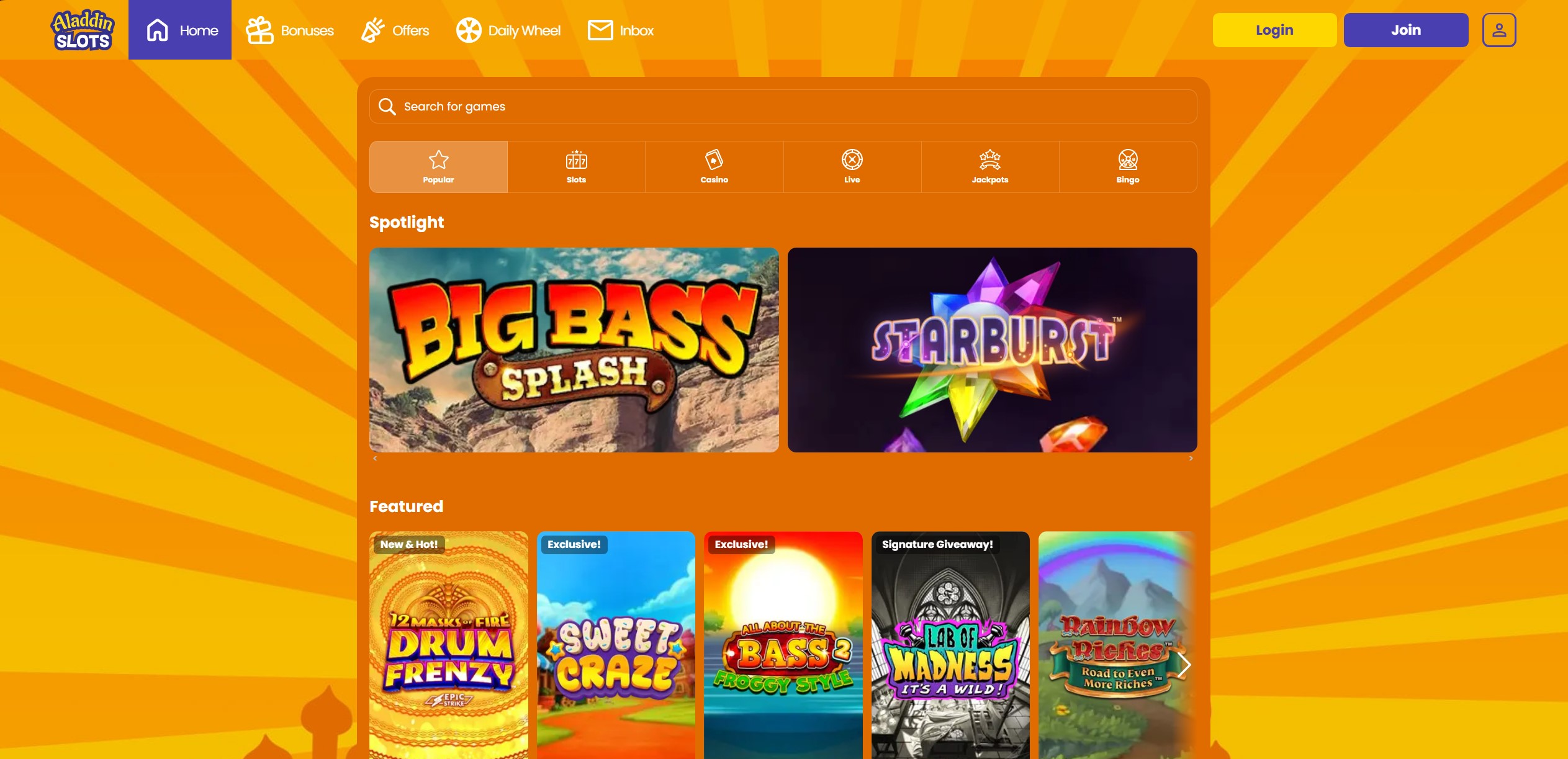 Aladdin Slots Slot Selection