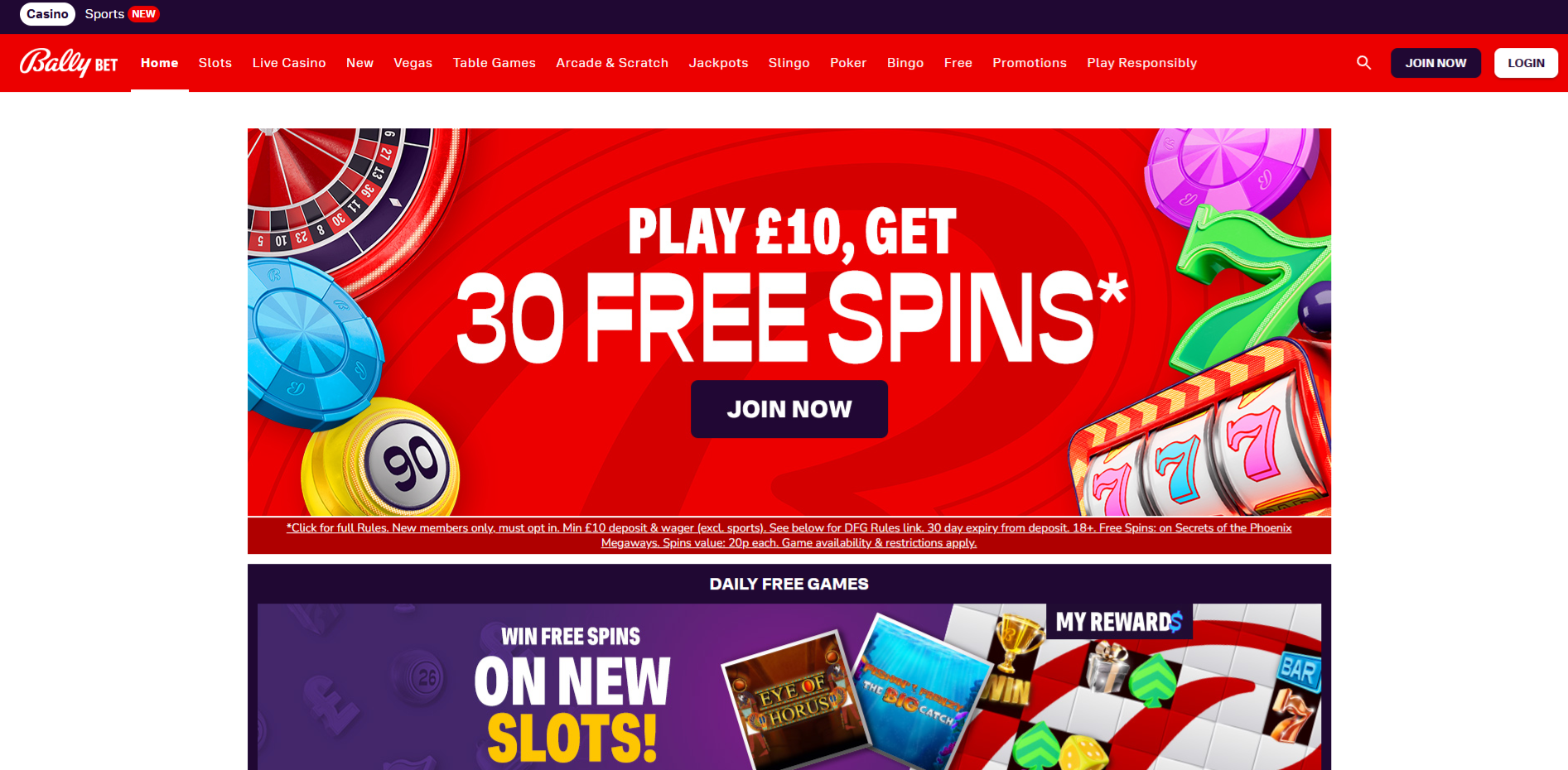 Bally Bet Homepage