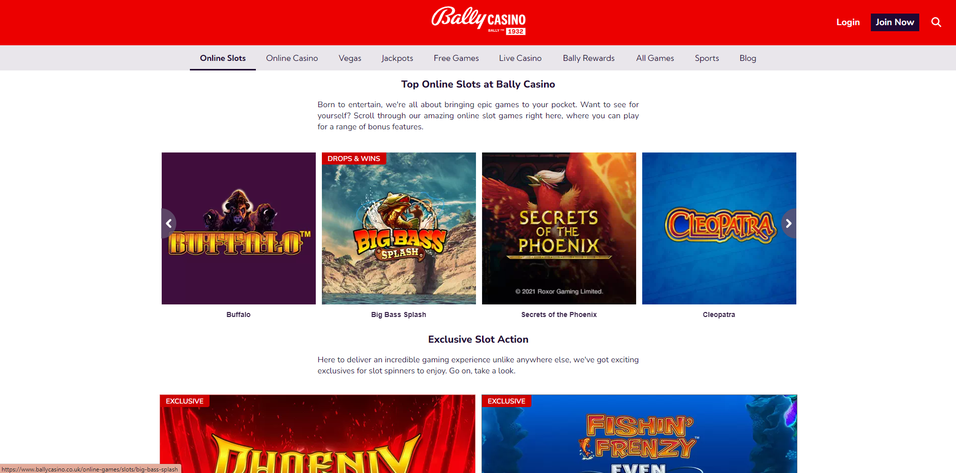 Bally Casino Game Selection