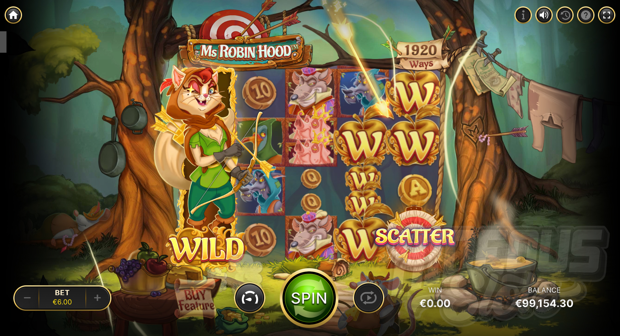 Shoot a Scatter with a Wild Robin to Trigger Free Spins