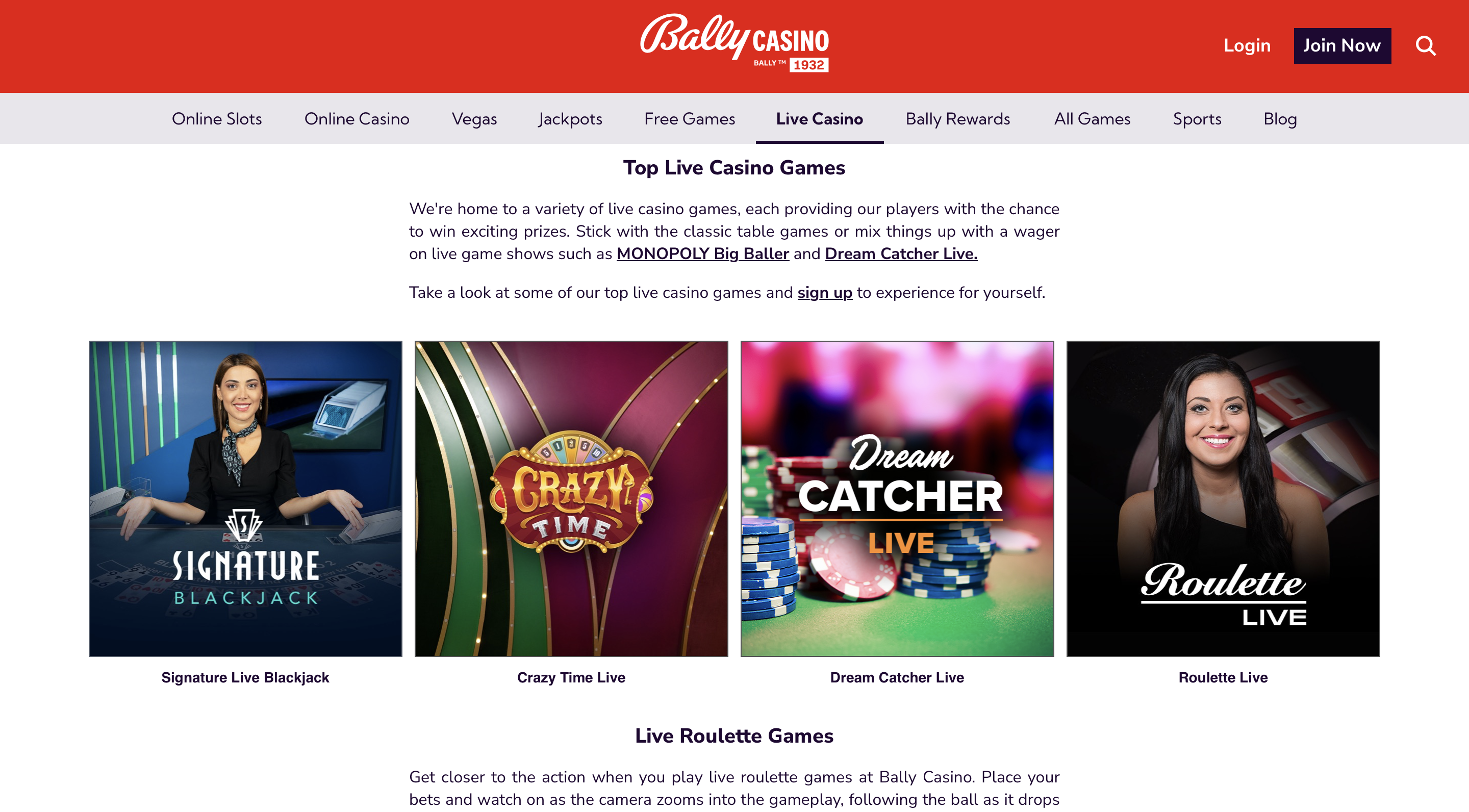 Bally Casino Live Casino