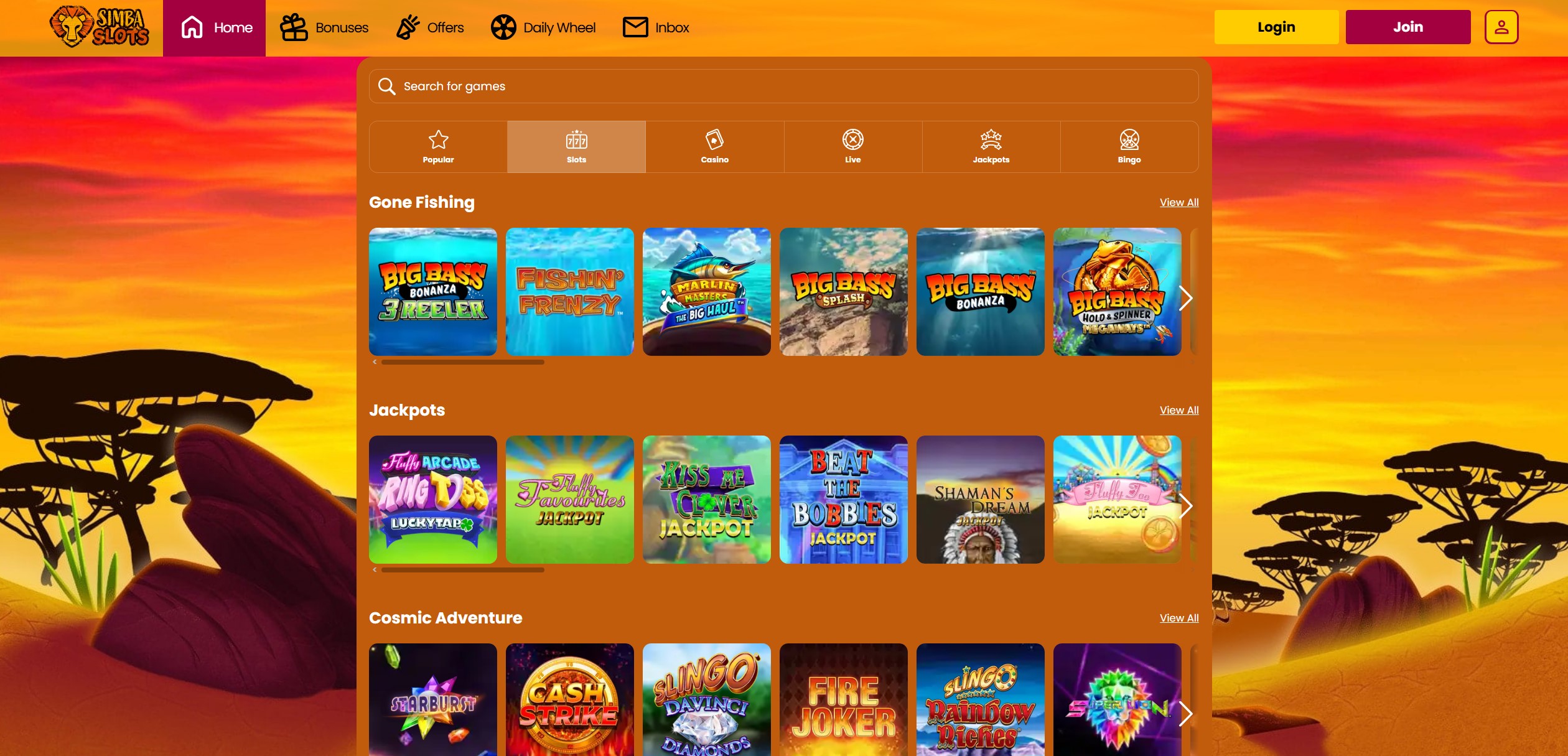 Simba Slots Slot Selection