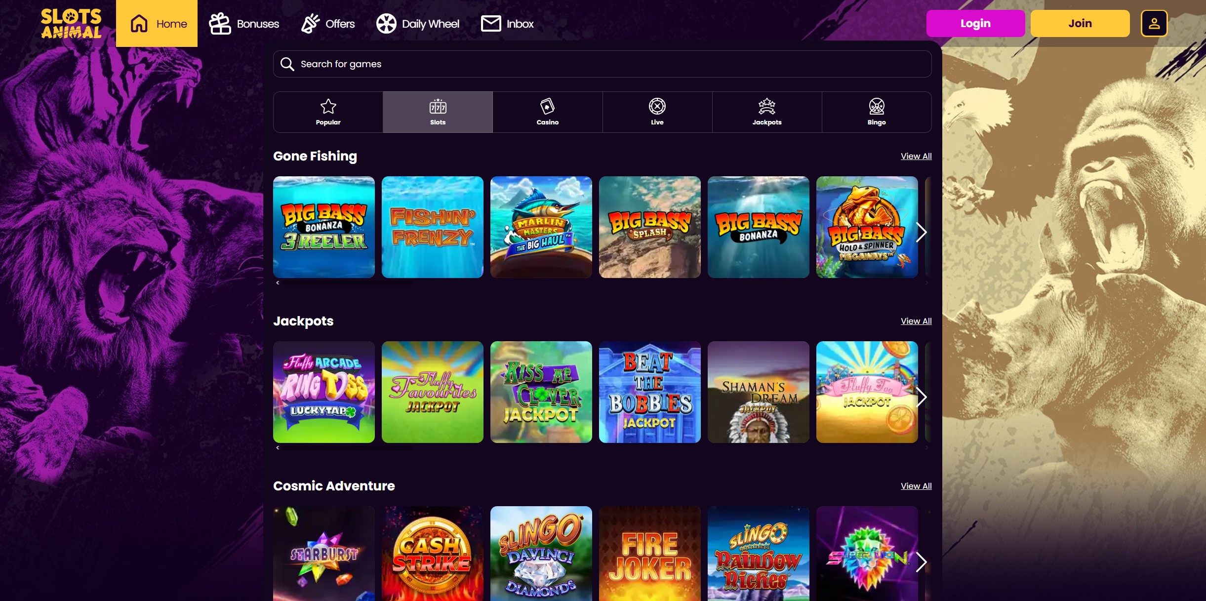 Slots Animal Slot Selection