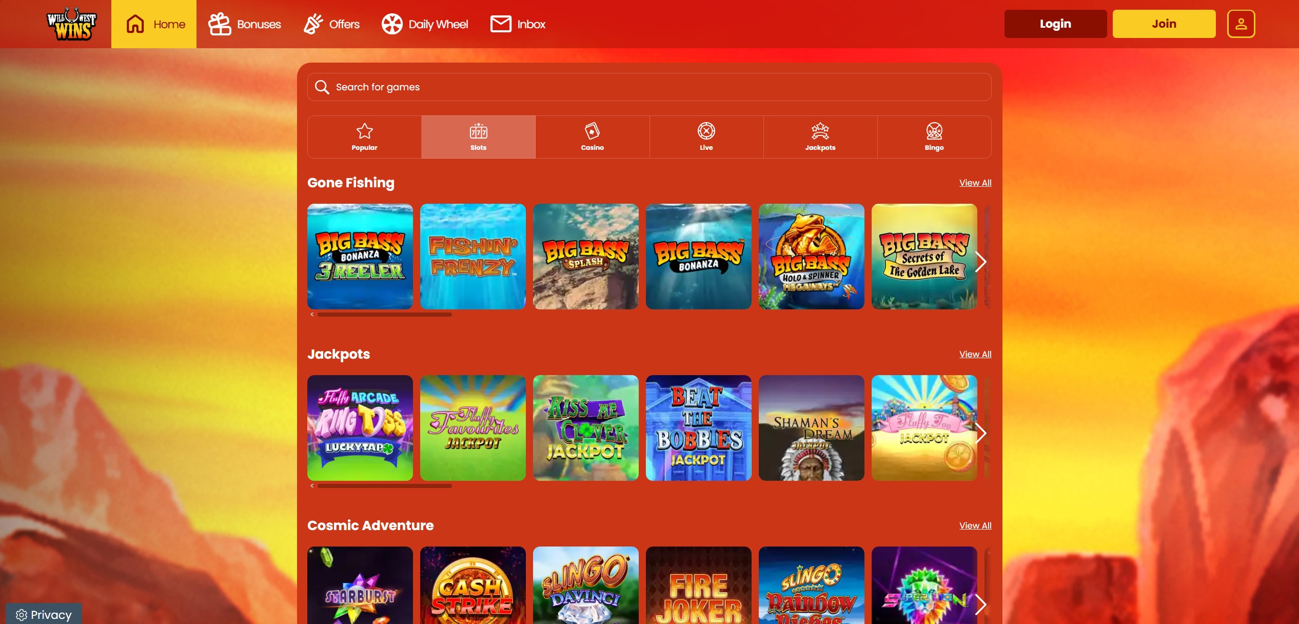 Wild West Wins Slot Selection