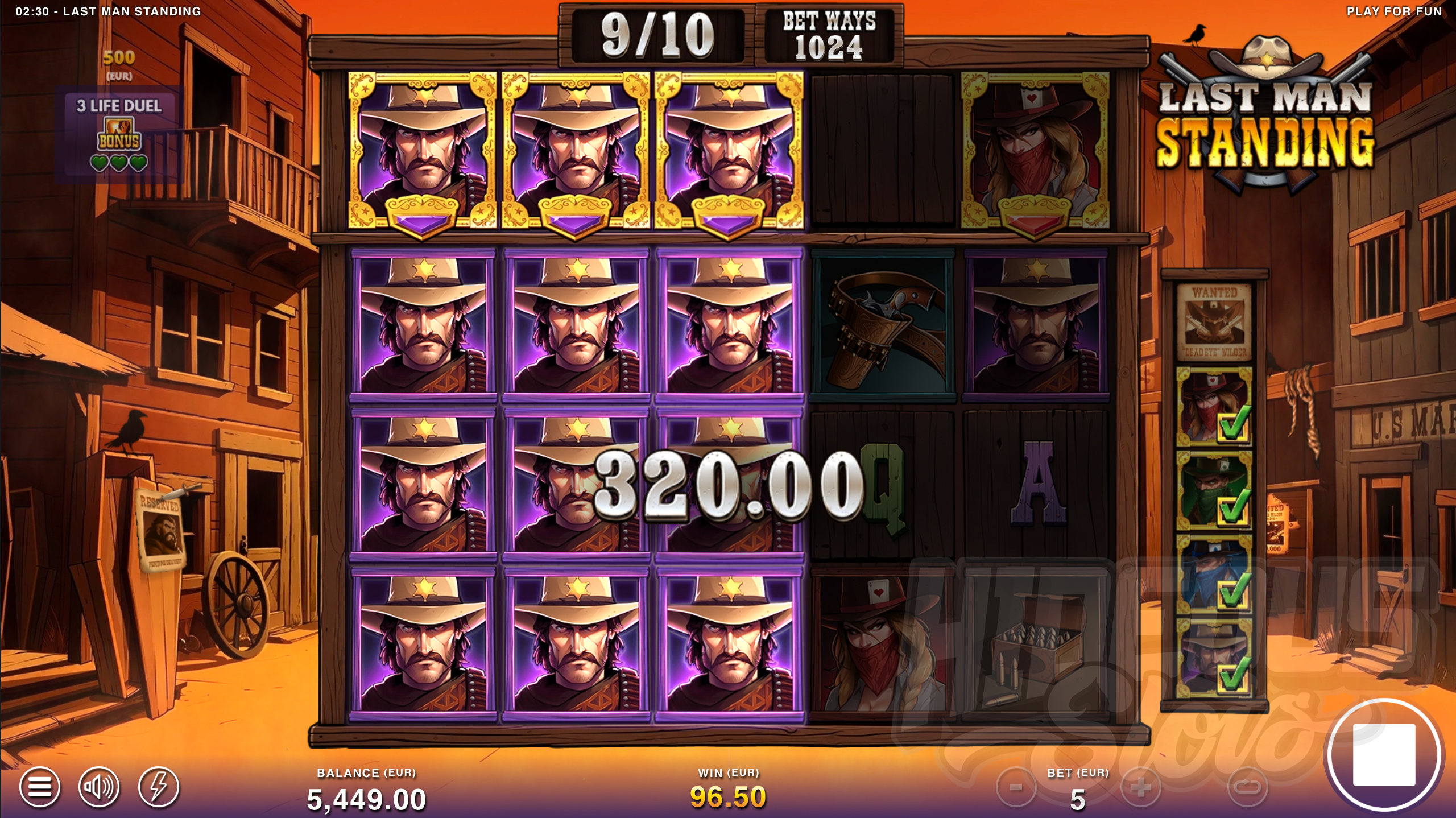 Last Man Standing Free Spins Bonus