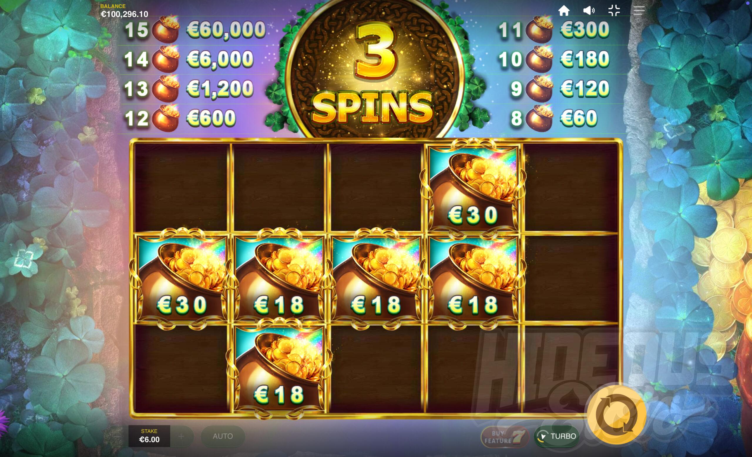 Each Time a New Treasure Pot Lands in View During the Bonus, Spins Reset Back to 3