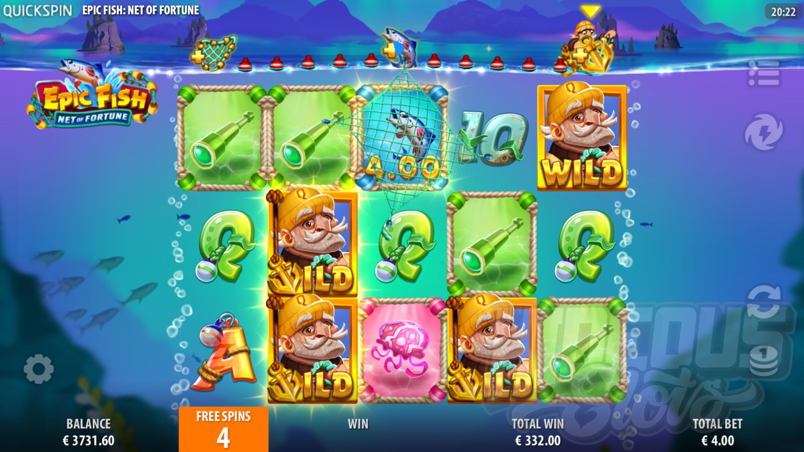 In the Fisherman Legend Feature Wilds Become Sticky For the Duration of Free Spins