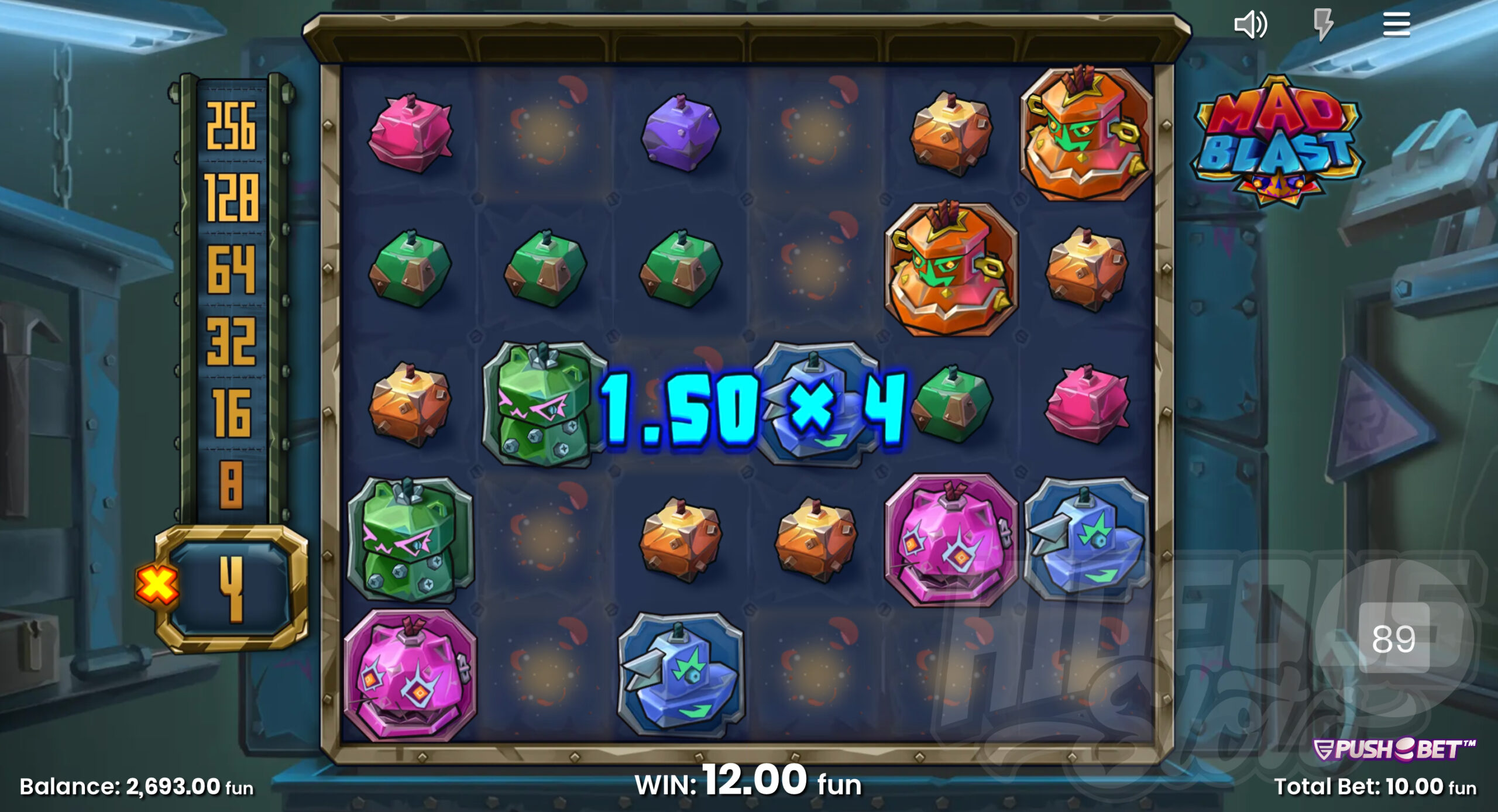 After Each Winning Combination, the Total Multiplier is Doubled