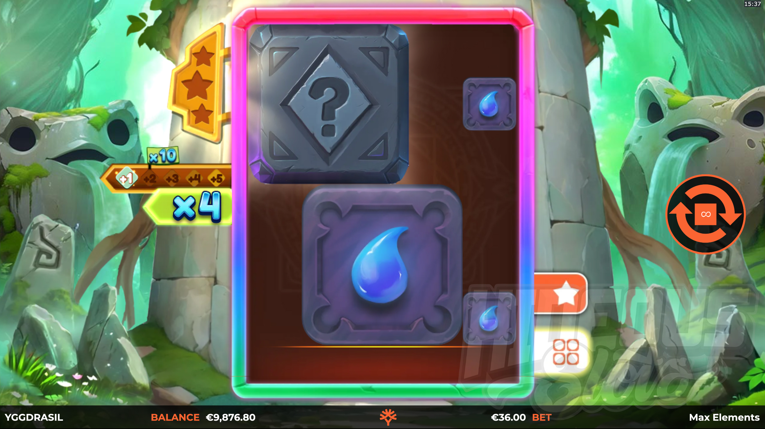 Mystery Stones Can Land in View up to 5x5 in Size, Transforming Into a Random Symbol Each Time an Avalanche Occurs