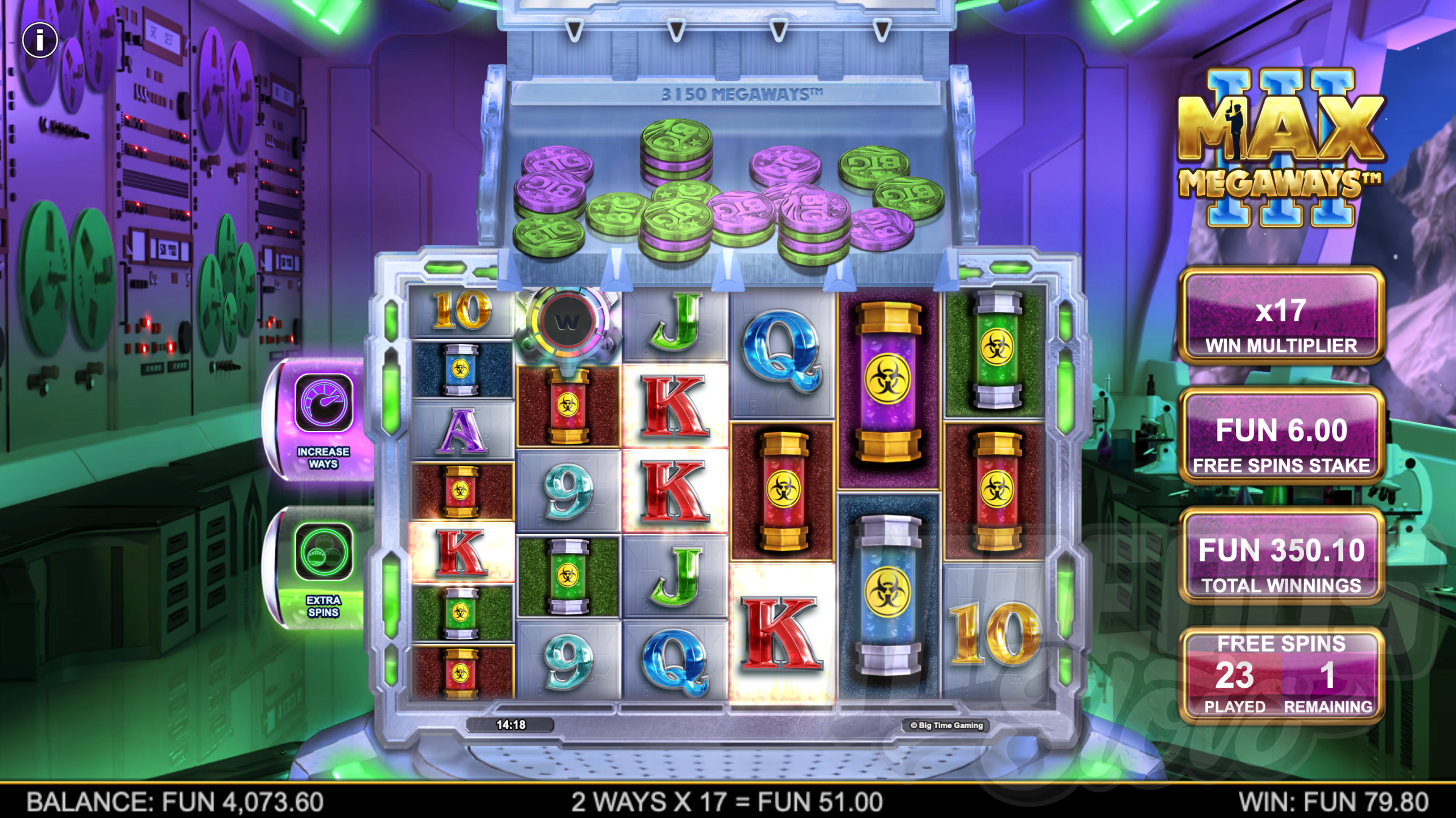 Max Megaways 3 Free Spins With Increase Ways and Extra Spins Bonuses