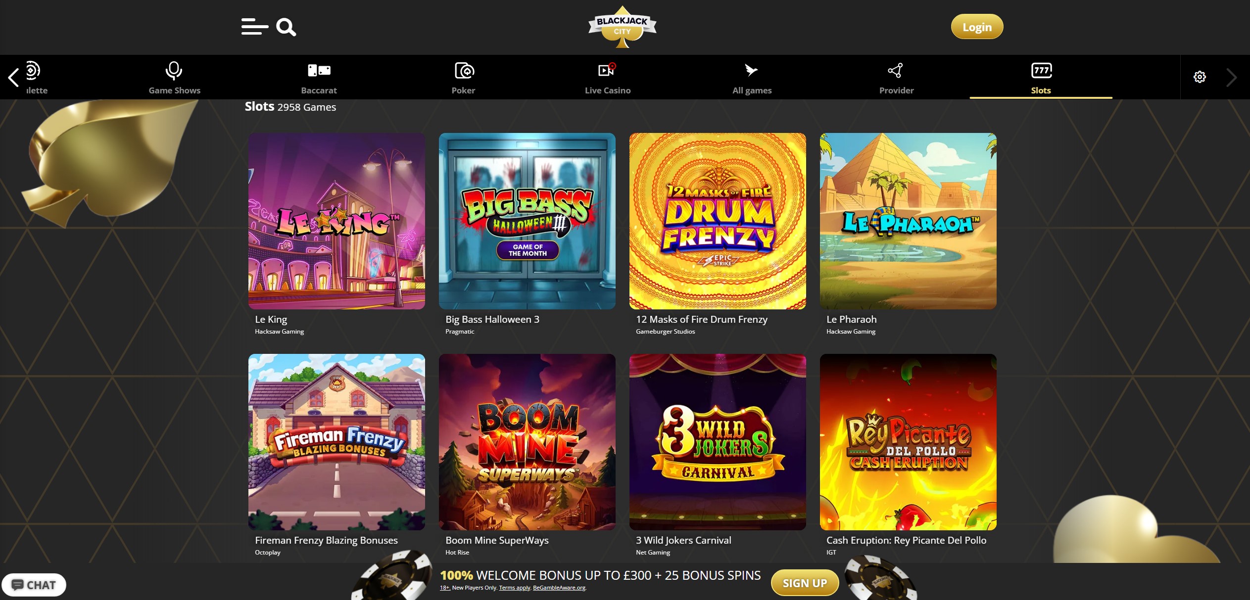 Blackjack City Slot Selection