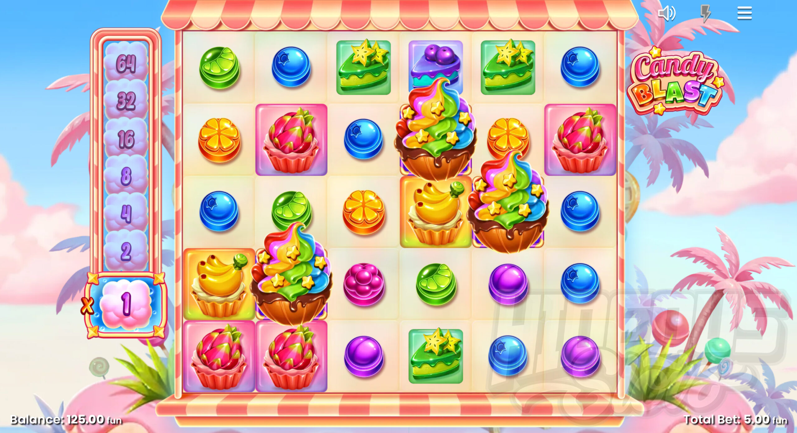 Land 3 or More Rainbow Cupcake Scatter Symbols to Trigger the Free Spins Feature