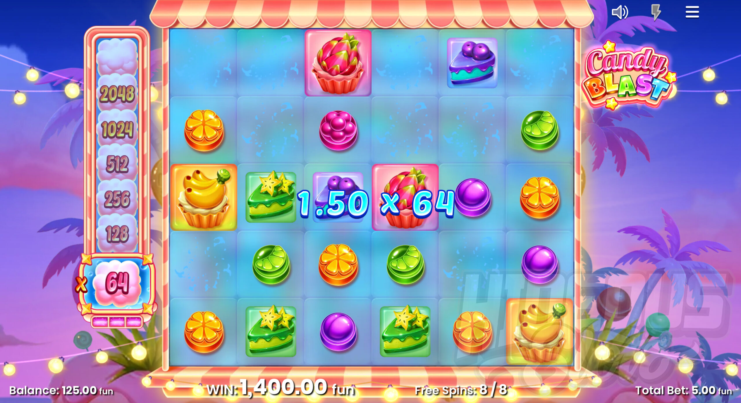 Candy Blast Free Spins Feature With an Initial Multiplier of x2