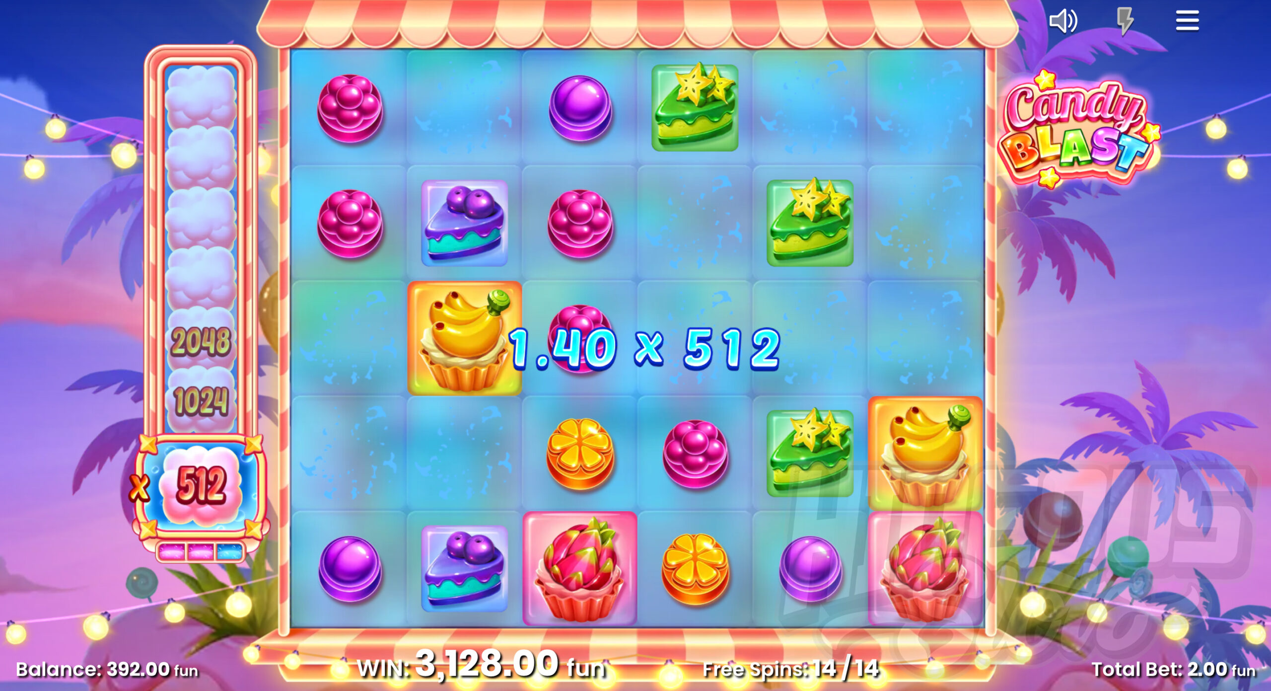 Candy Blast Free Spins Feature With an Initial Multiplier of x8