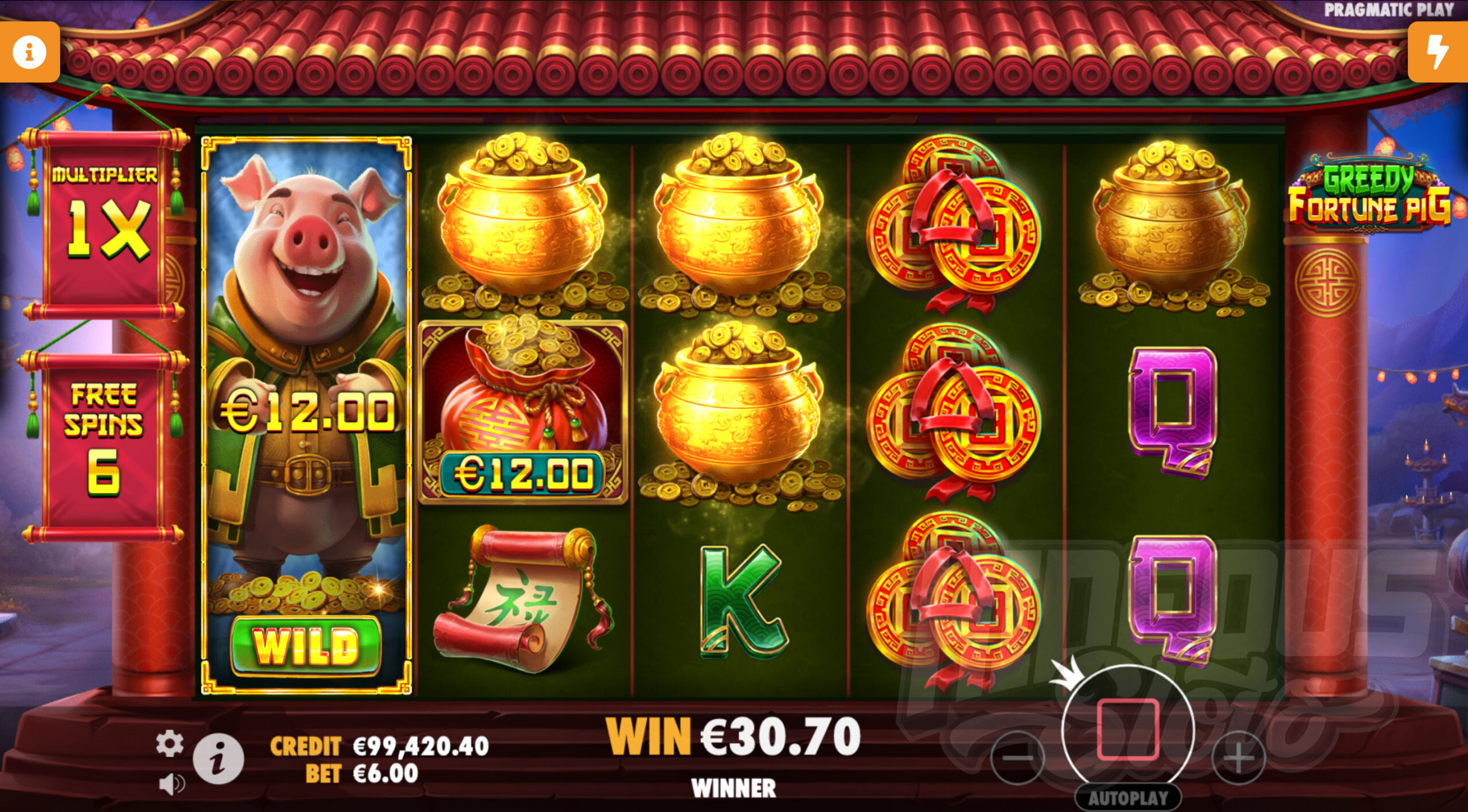 Expanded Pigs Collect the Value of All Money Symbols in View and Apply the Win Multiplier, Which Does Not Reset During Free Spins