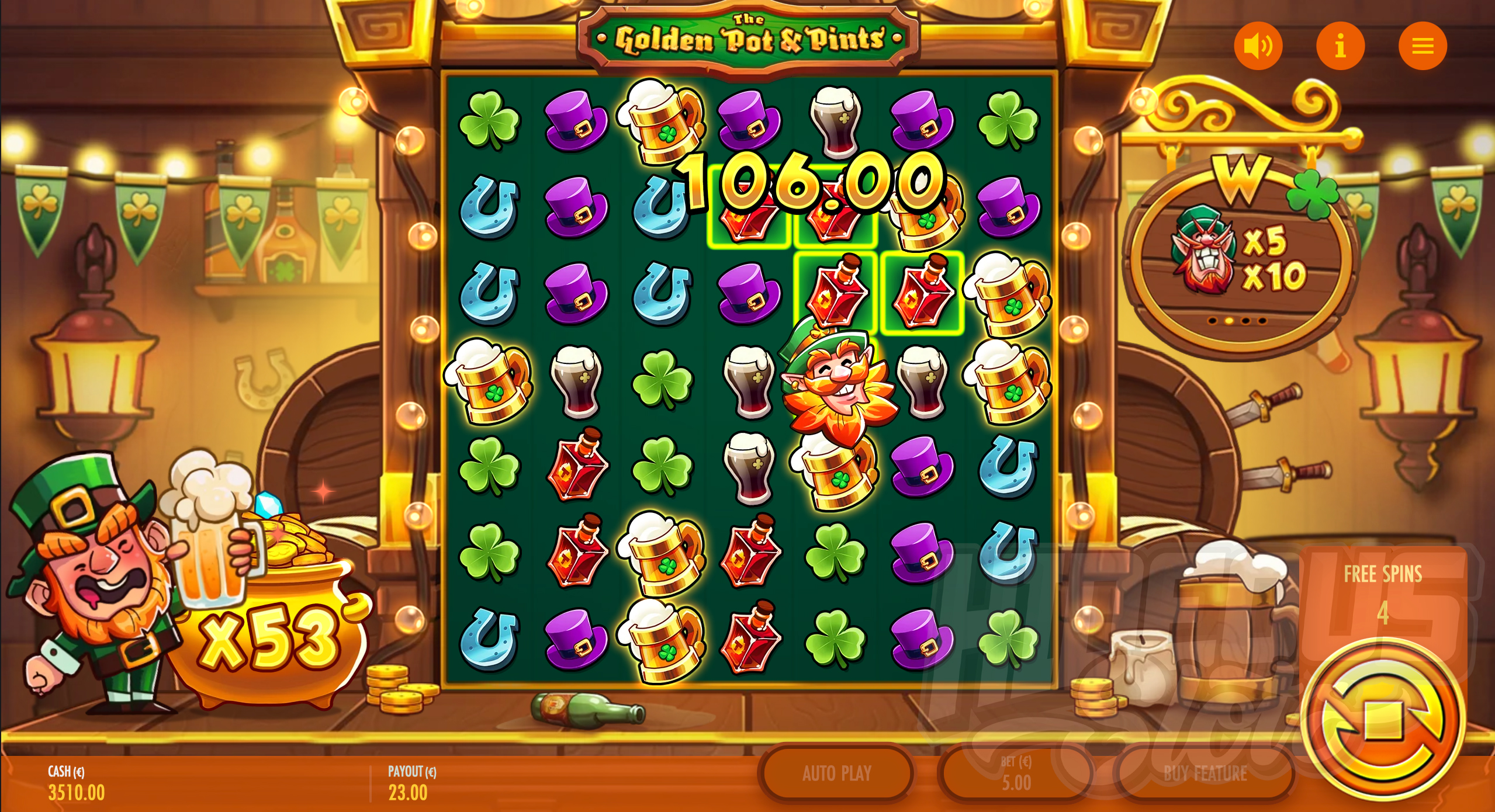 During the Bonus Game all Multiplier Values Applied to Wild Symbols Involved in Wins are Added to the Global Multiplier, Which Persists For the Duration of Spins