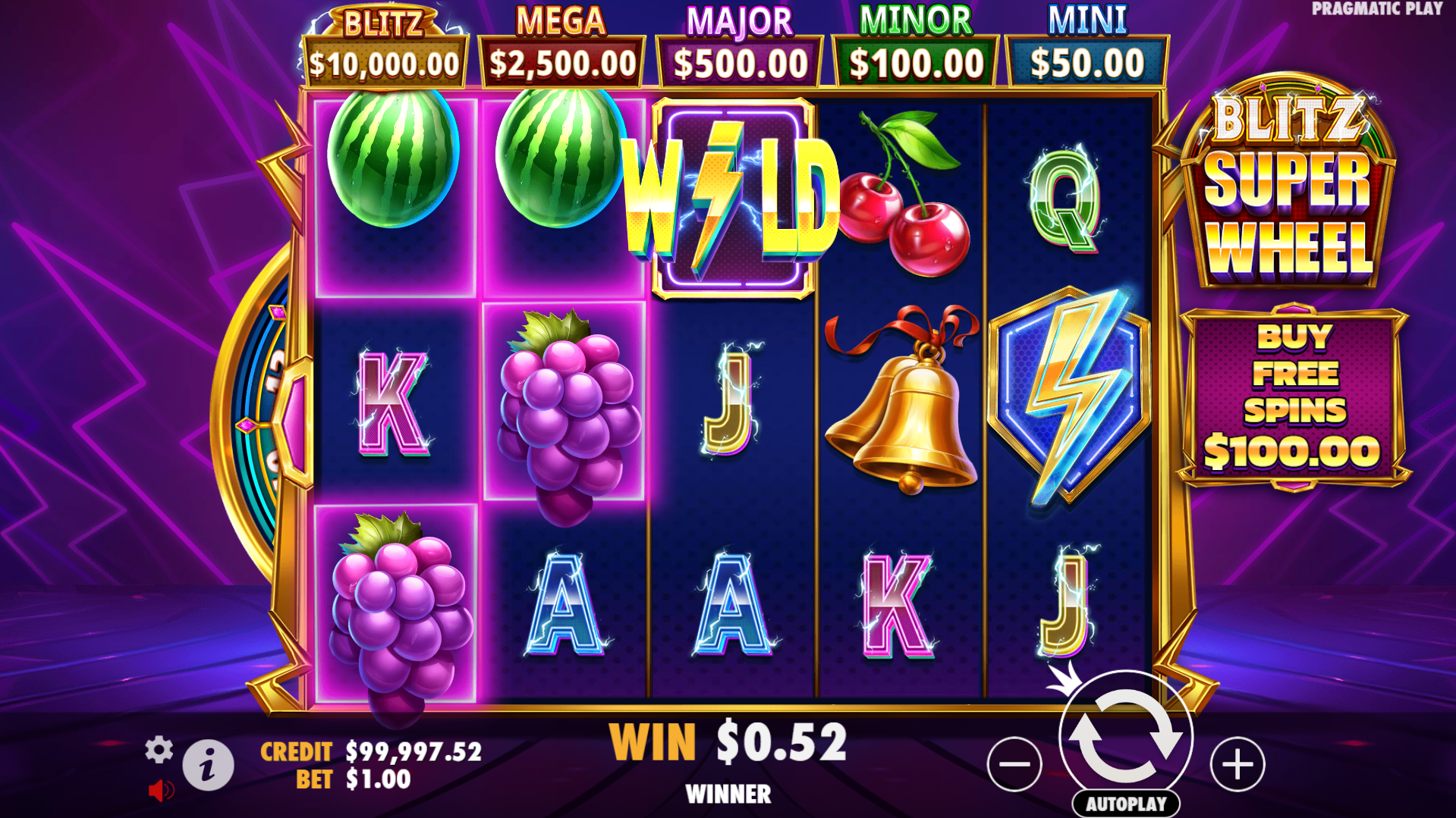 Blitz Super Wheel offers 20 fixed paylines to win