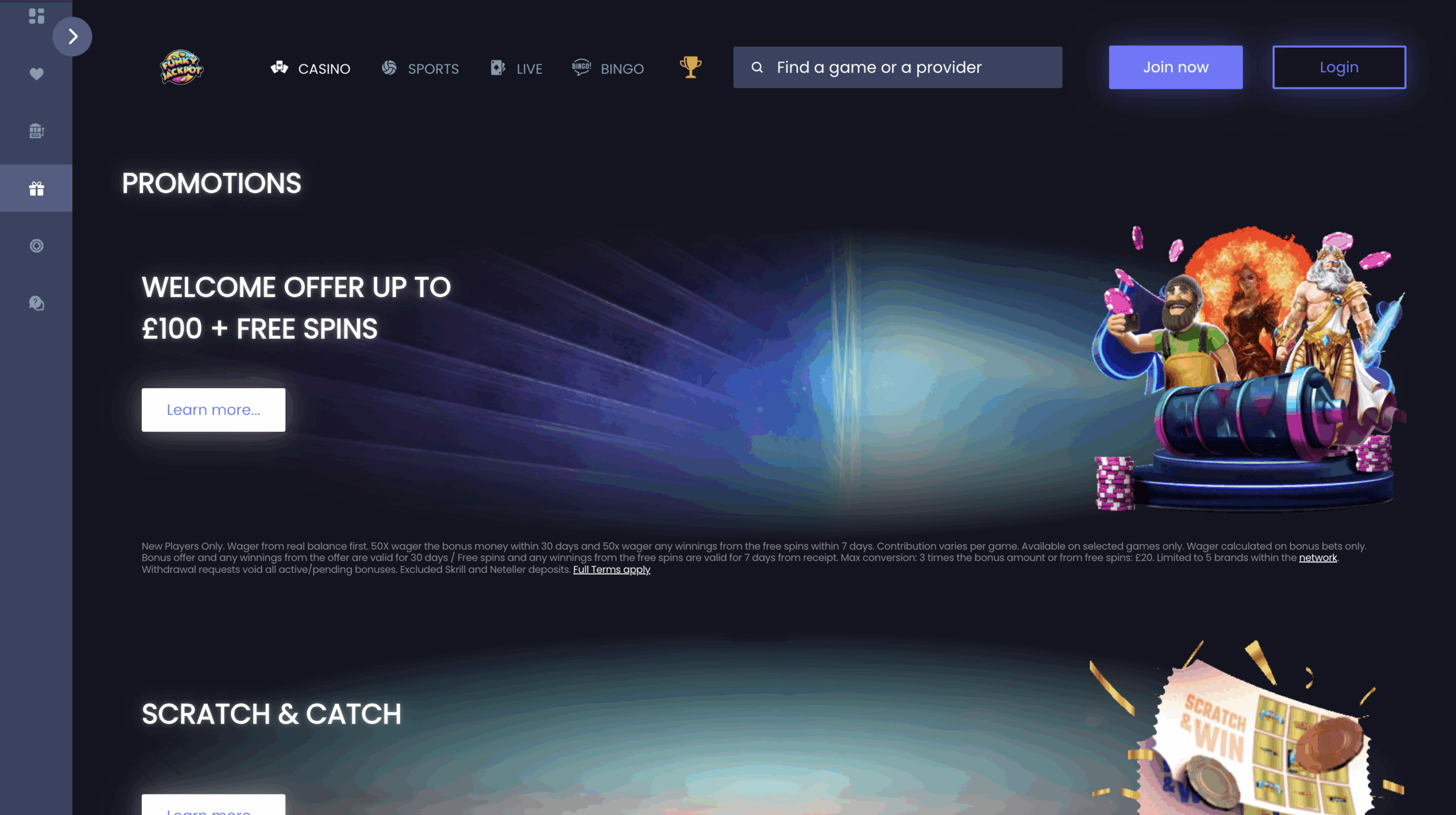 Funky Jackpot has a unique promotions page