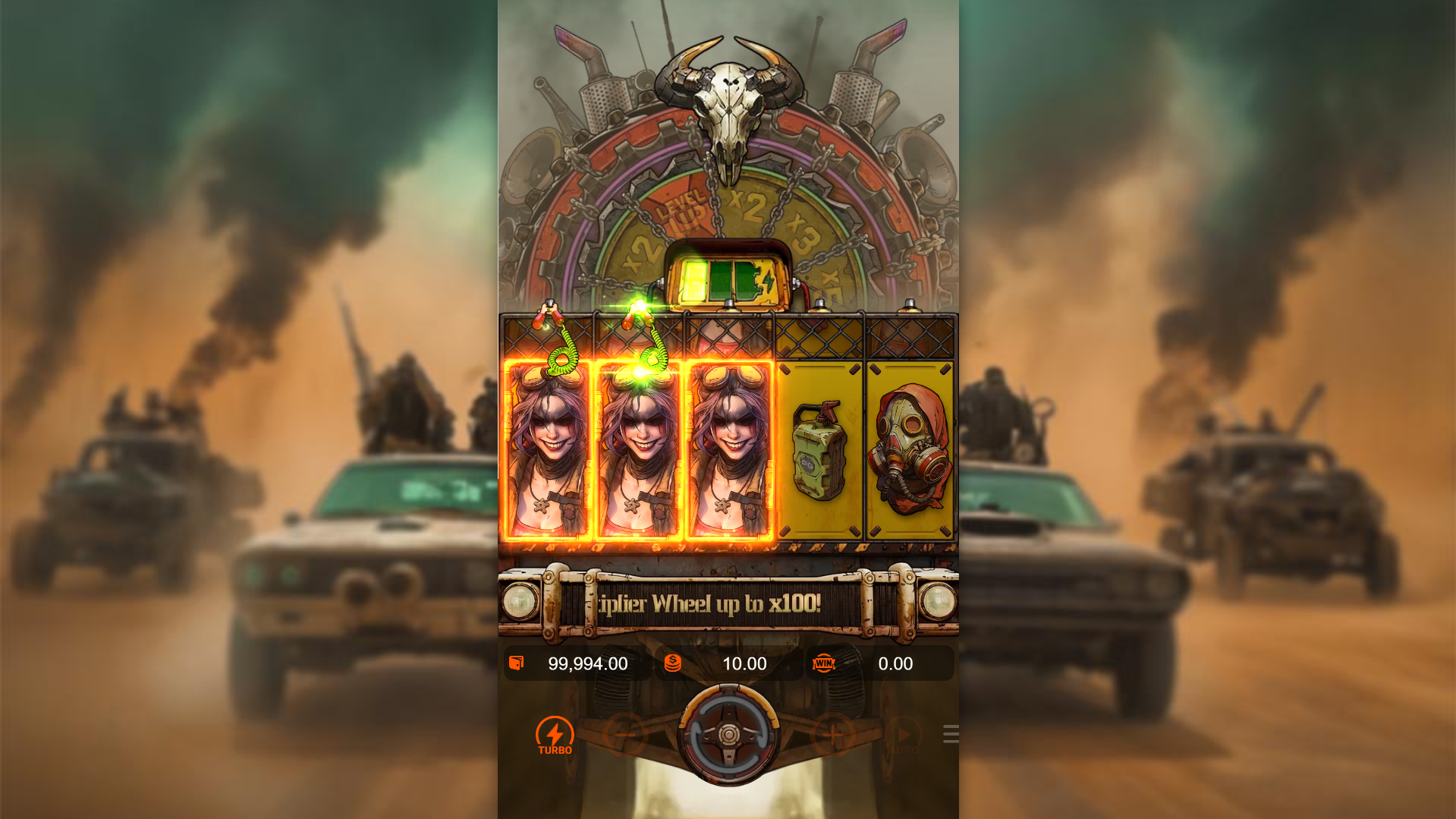 Land 3 or more Power Clamps during a winning spin to activate the Multiplier Wheel feature