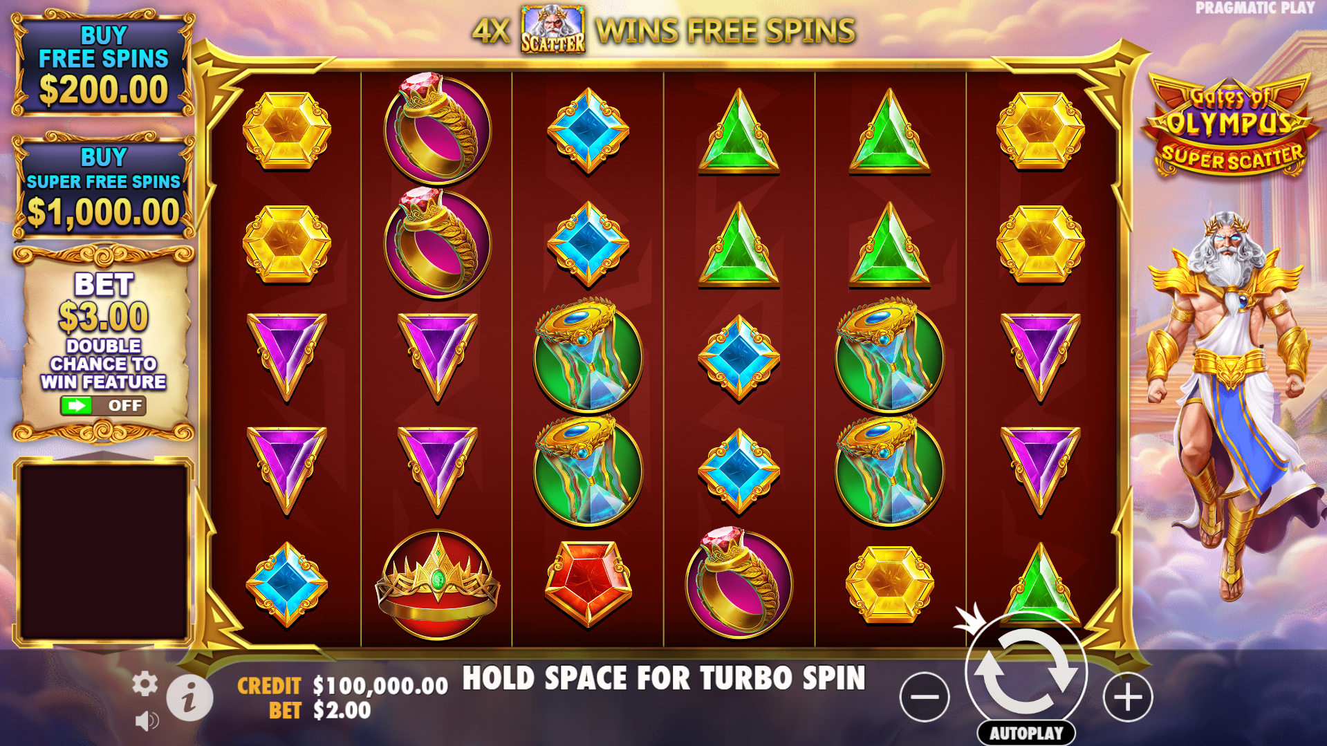 Gates of Olympus Super Scatter base game play
