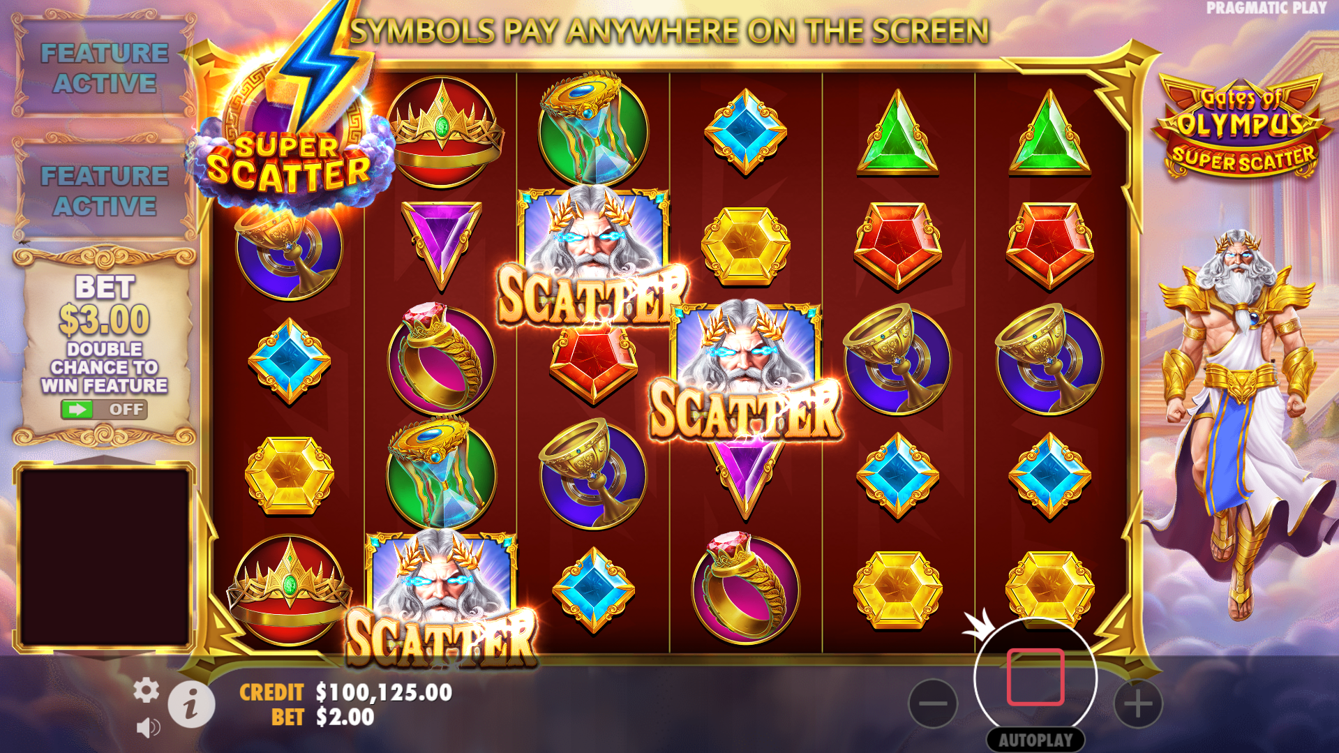 Trigger the free spins with at least 1 Super Scatter to be awarded an instant prize up to 50,000x bet