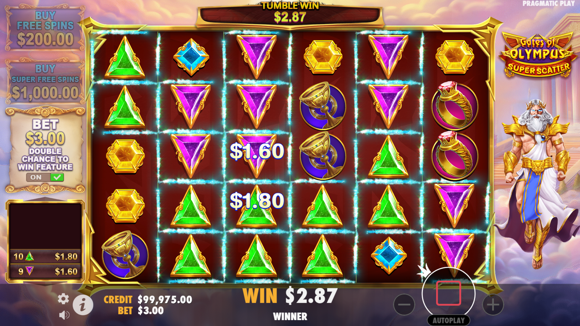 Match 8 or more symbols anywhere within the grid to win