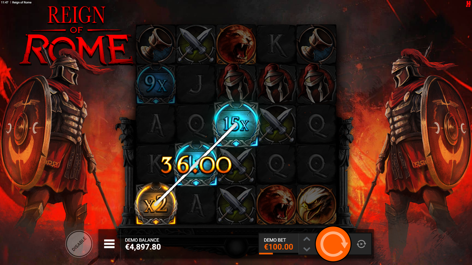 Land Tribute symbol multipliers to activate the LootLines pay mechanic