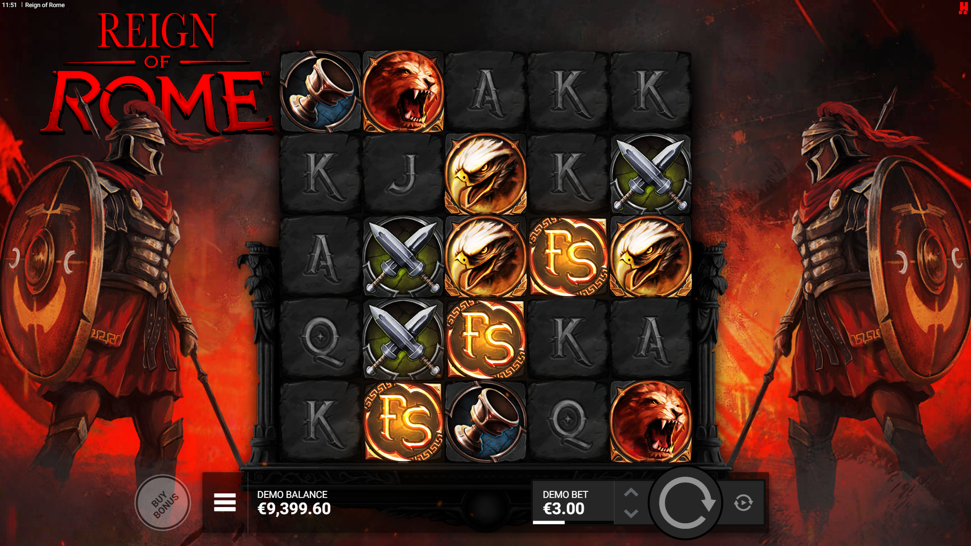 3 or more scatters triggers 1 of 3 action-packed bonus Free Spins rounds