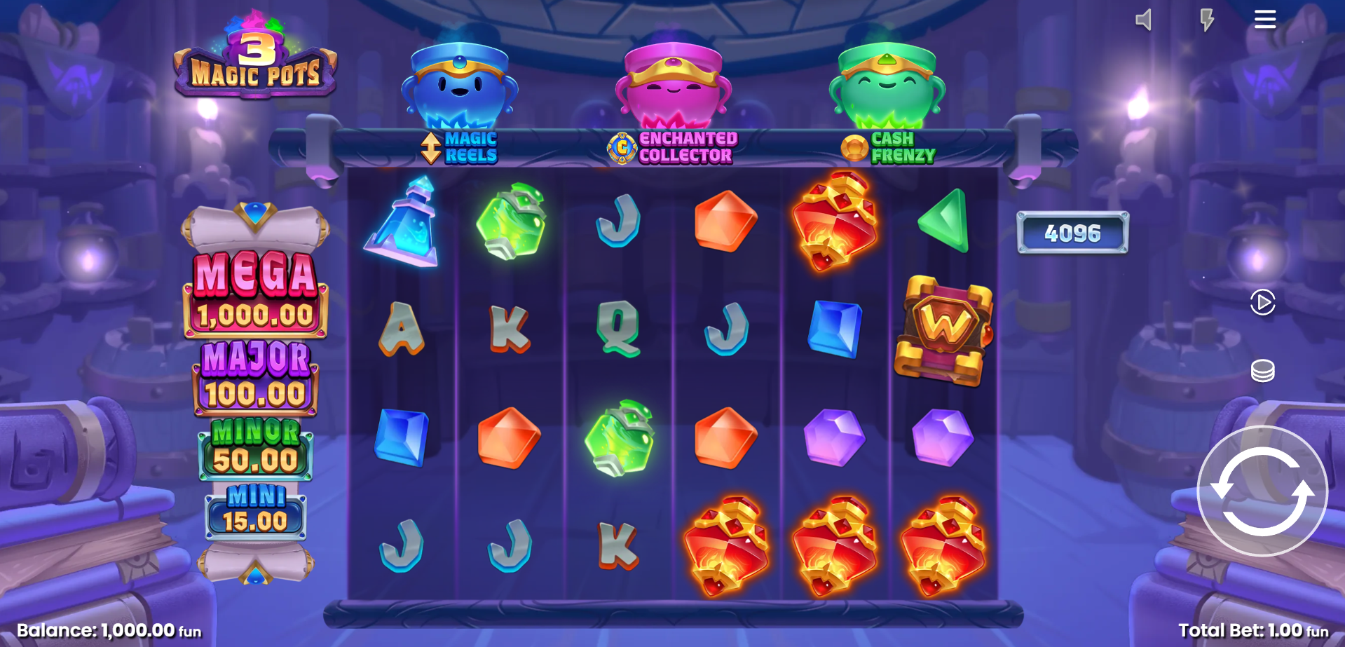 3 Magic Pots base game play